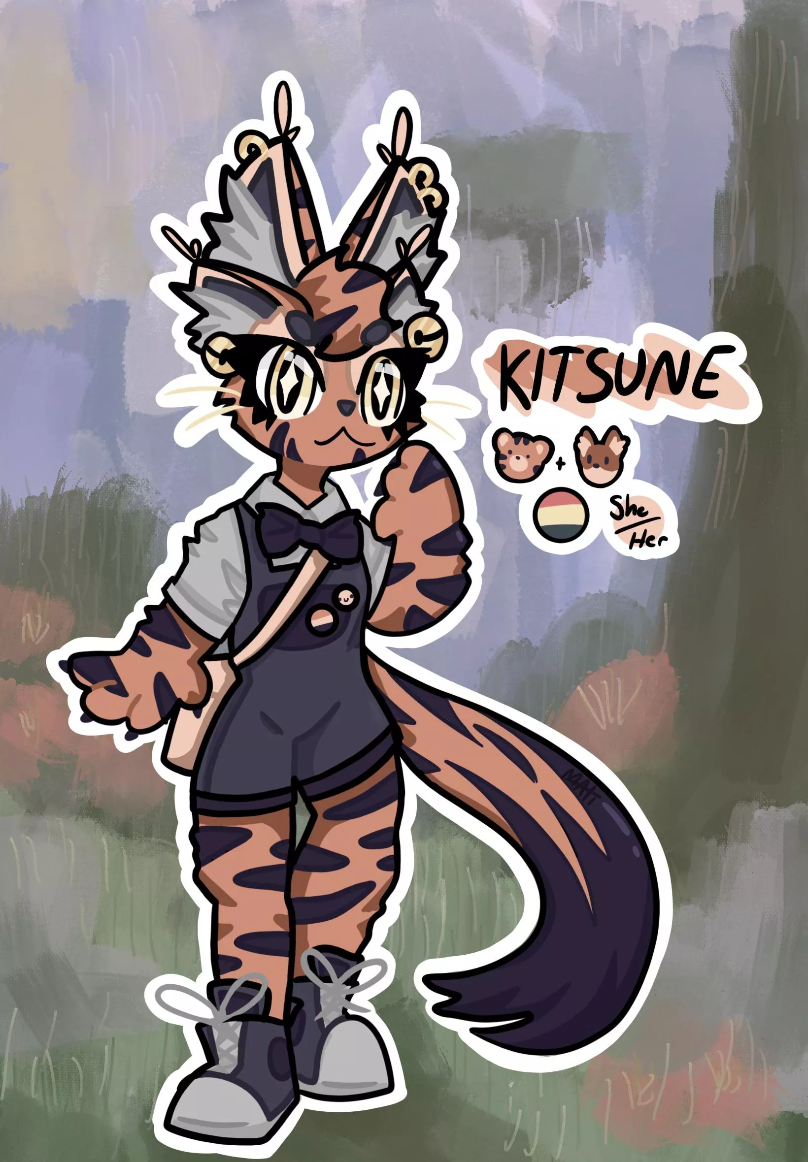 This is my first fursona! Her name is Kitsune and shes a tiger-fox hybrid ;D