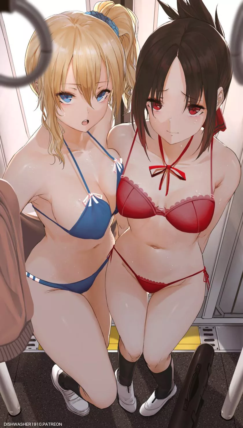 Ai and Kaguya riding the train in their underwear[Kaguya-Sama:Love is War!] (dishwasher1910)