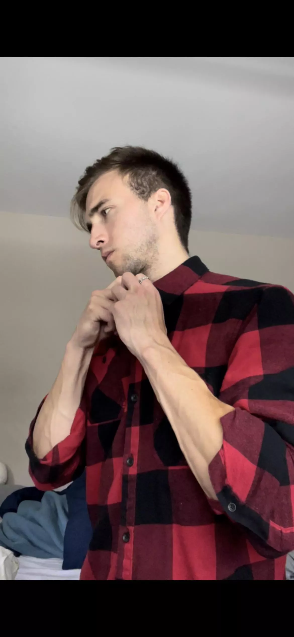 Just fixing my collar button nothing to see here