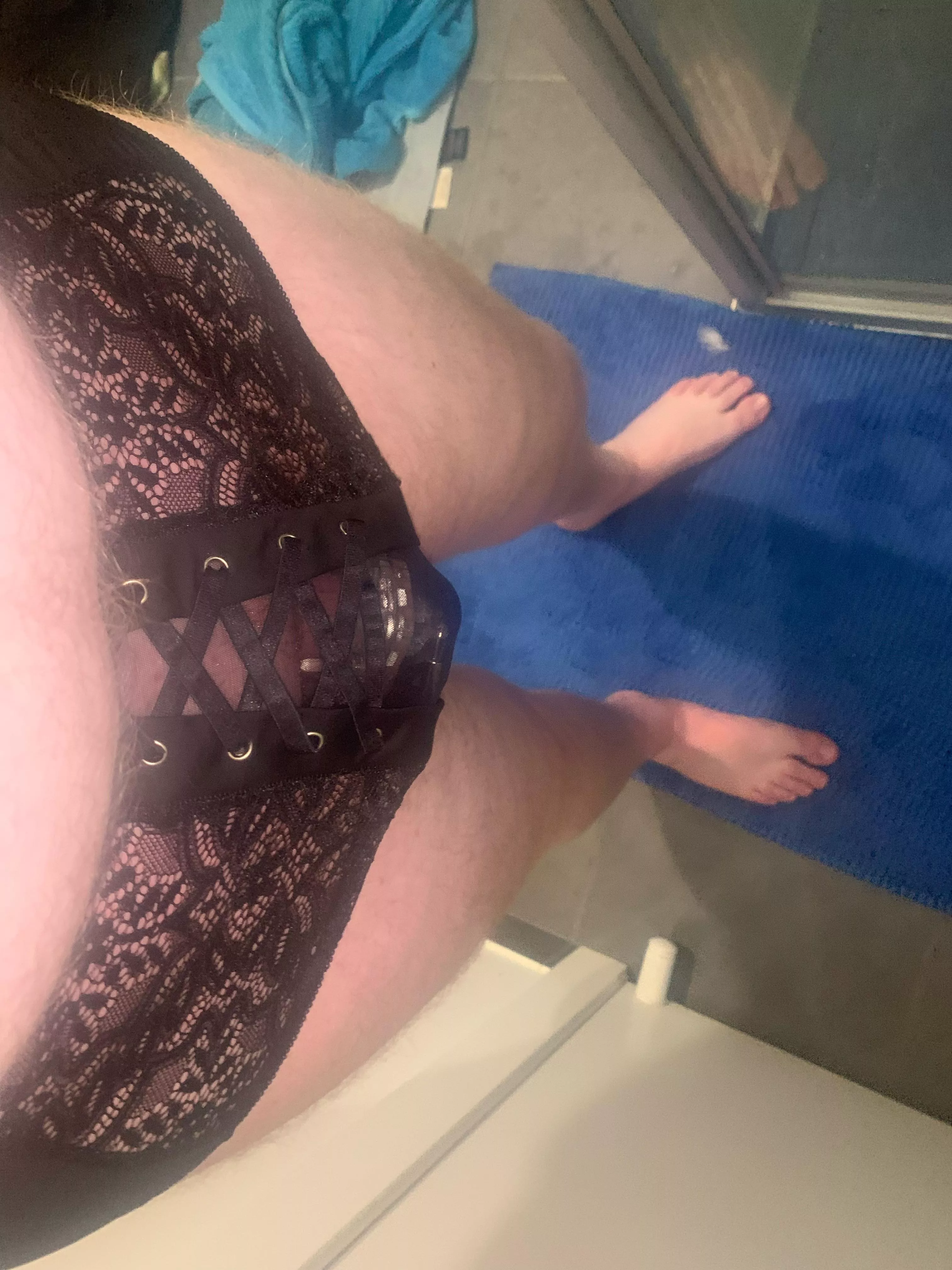 My boyfriend is even trying on panties