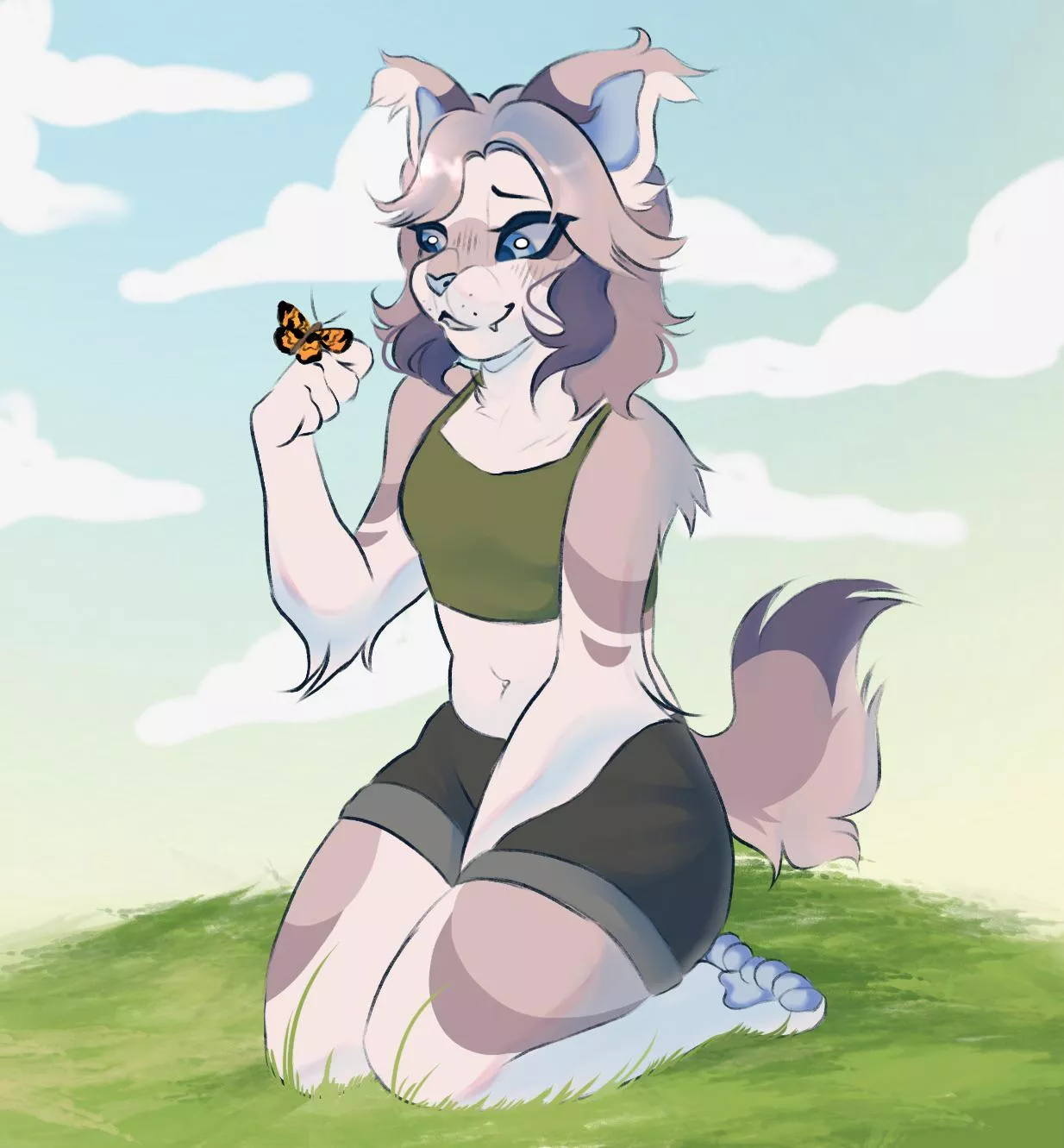 Yesterday I went outside and made friends with a butterfly (art by me)