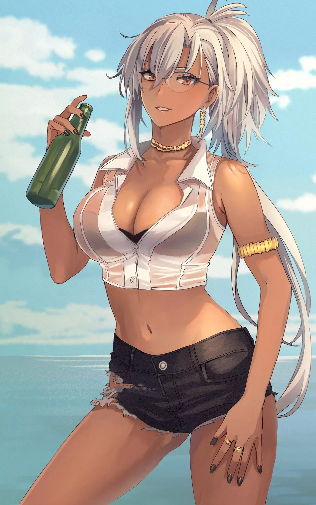 Musashi bringing some bling to the beach (skchkko)[Kancolle]