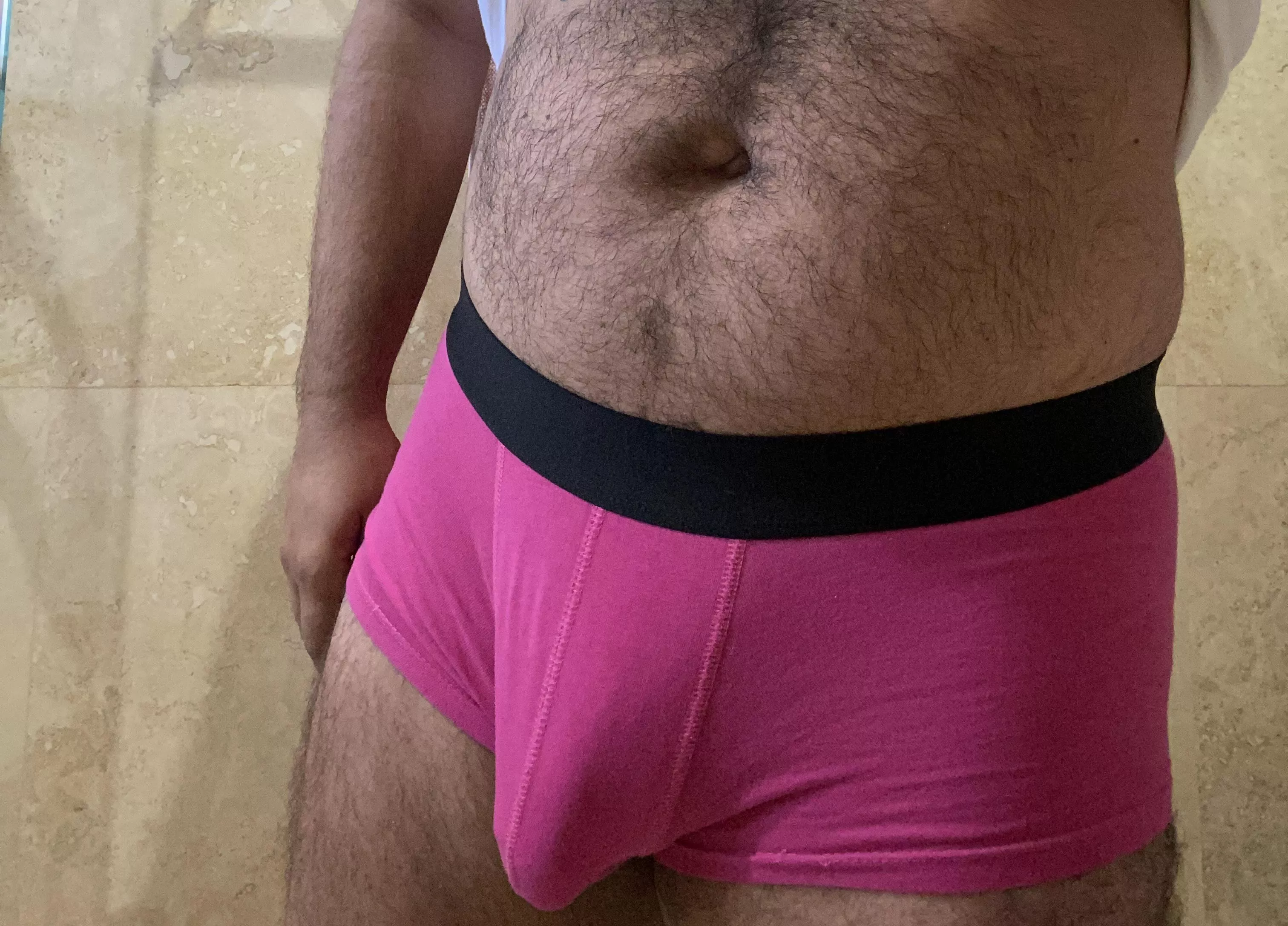 pink underwear making my bulge look extra delicious today. dm if you wanna swap :)