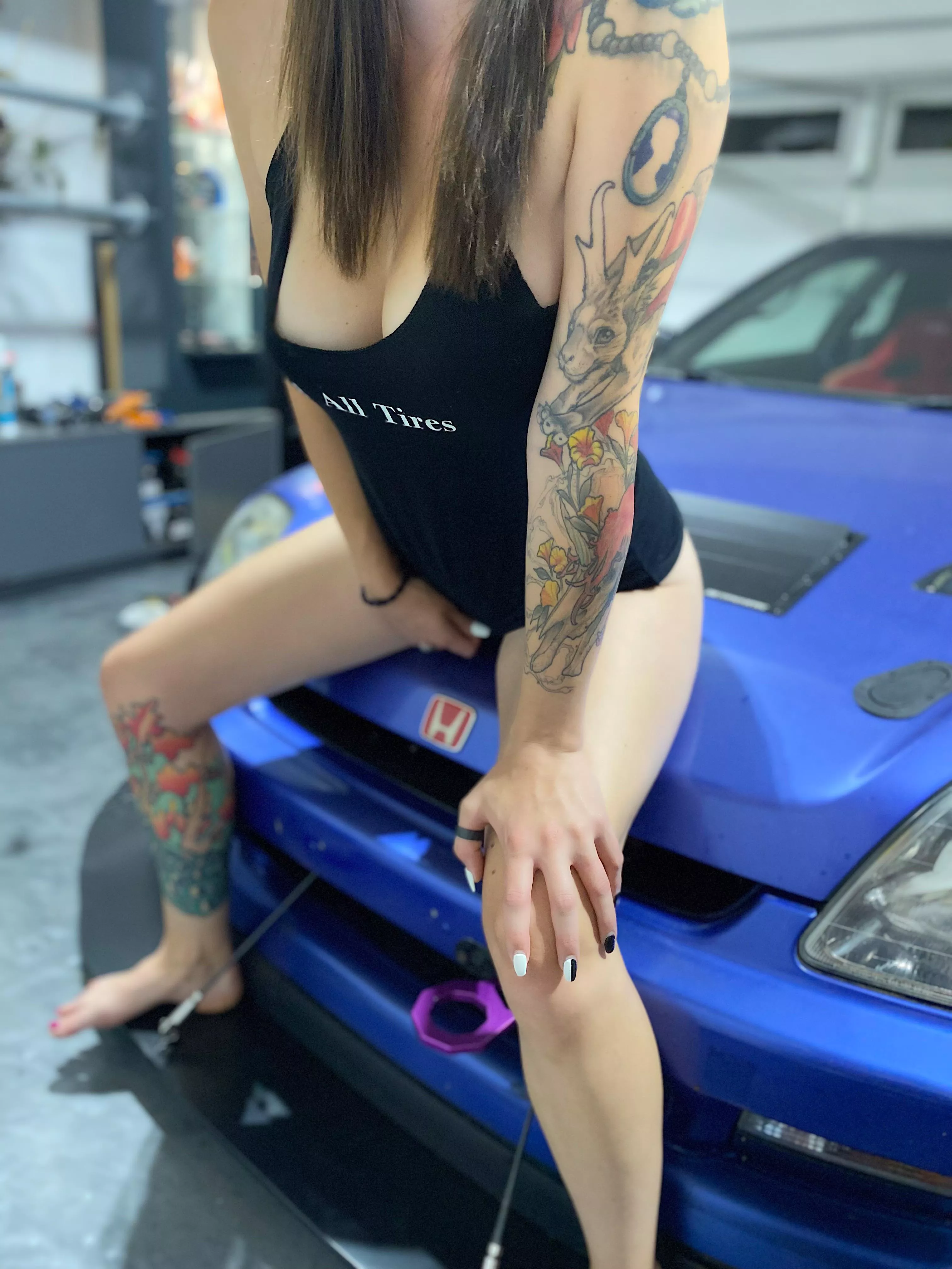 Tank top only car shoot