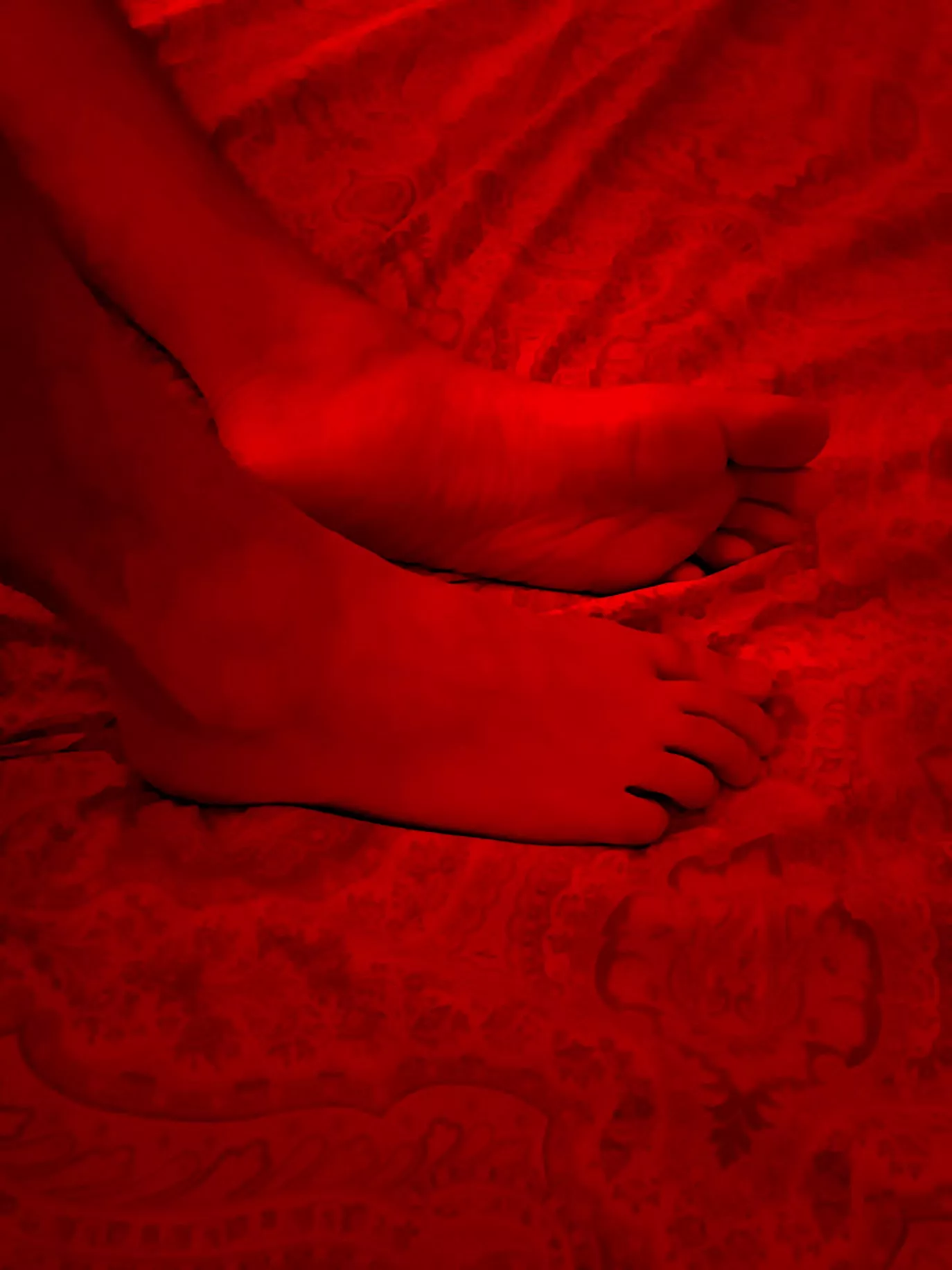 Worship my feet with a red light