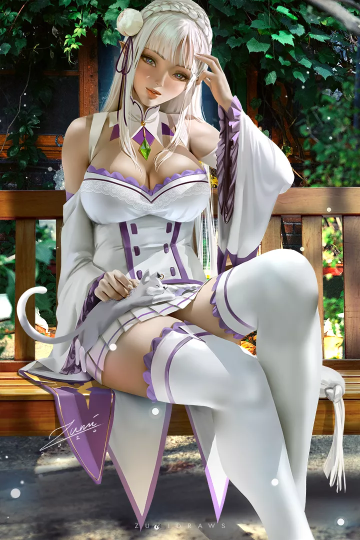 Emilia resting at the park (By Zumi) [Re:Zero]