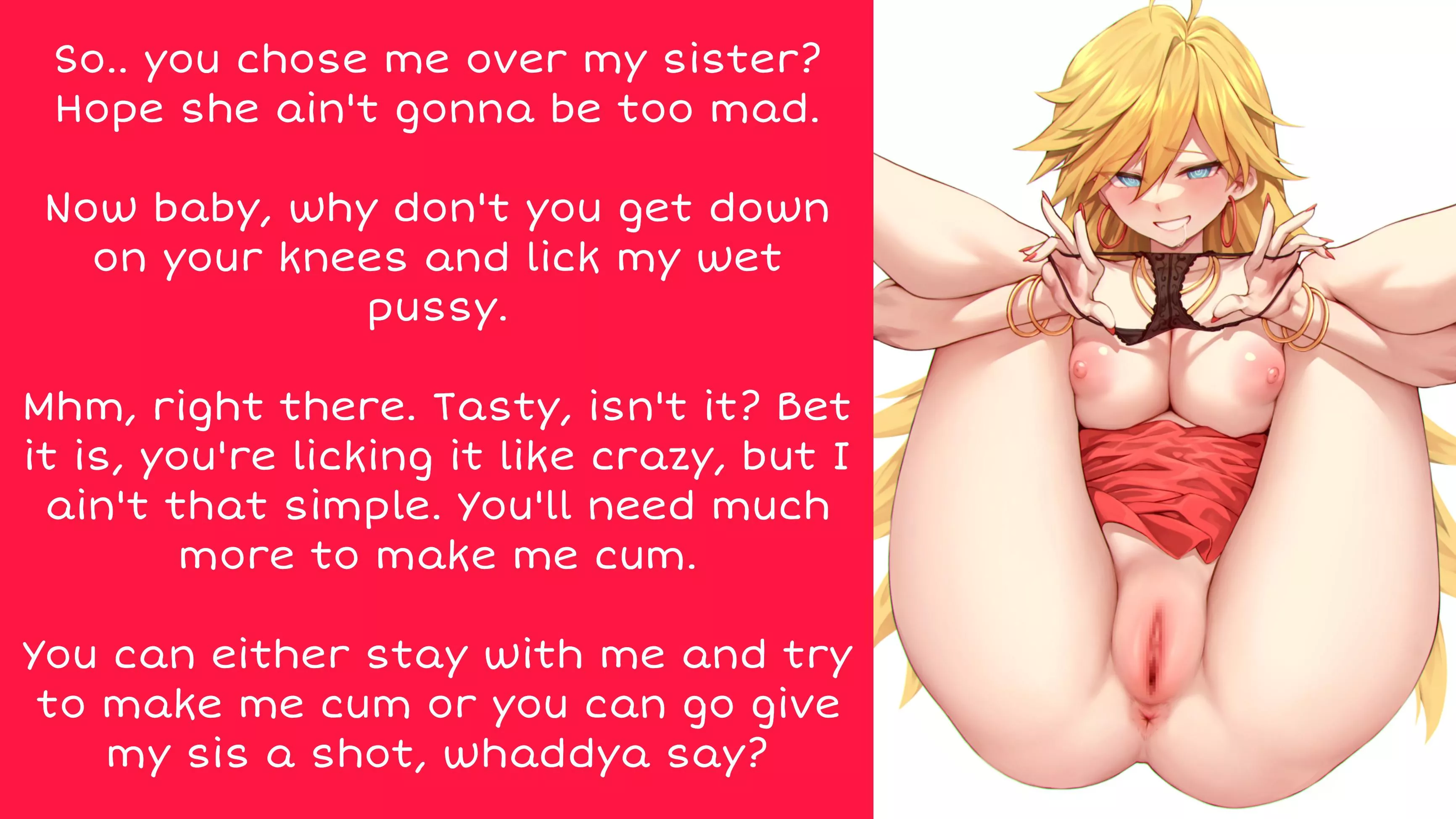 Panty's treat [femdom][cunnilingus][Part 2][Panty and Stocking with OP][Choose in the comments]