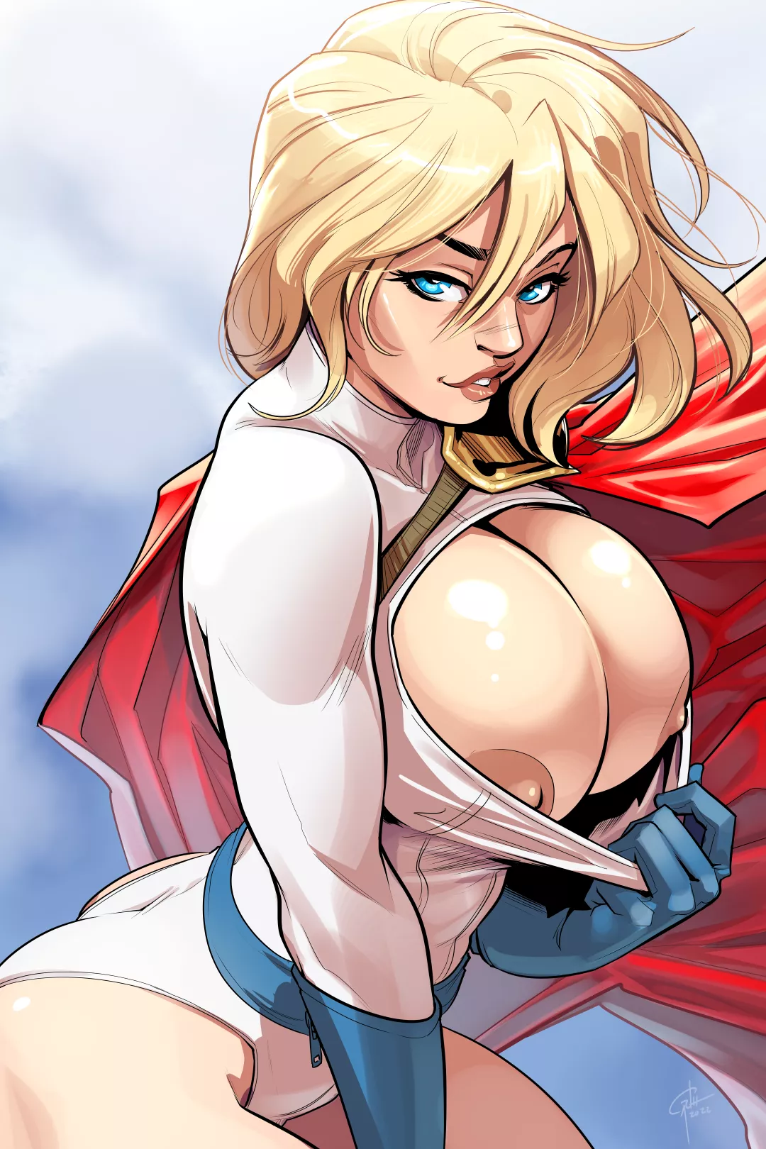 Power Girl Exposing Her Breasts (Temporalwolf) [DC]