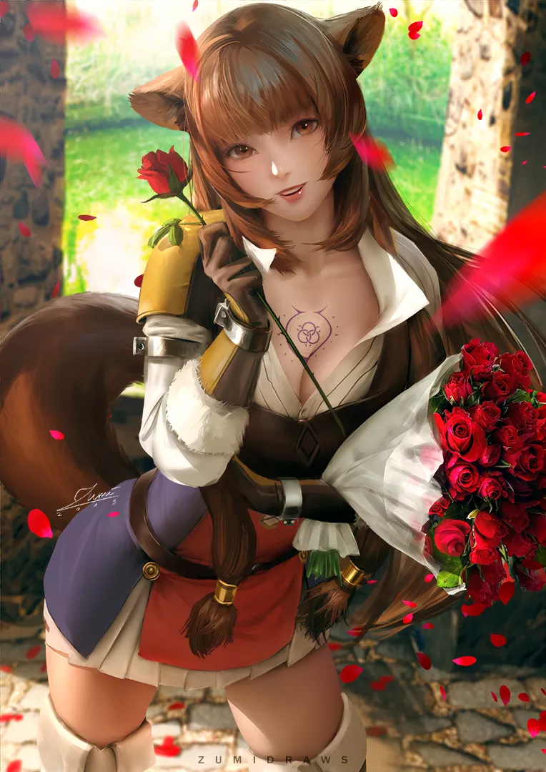 Raphtalia giving away roses (By Zumi) [The Rising of the Shield Hero]