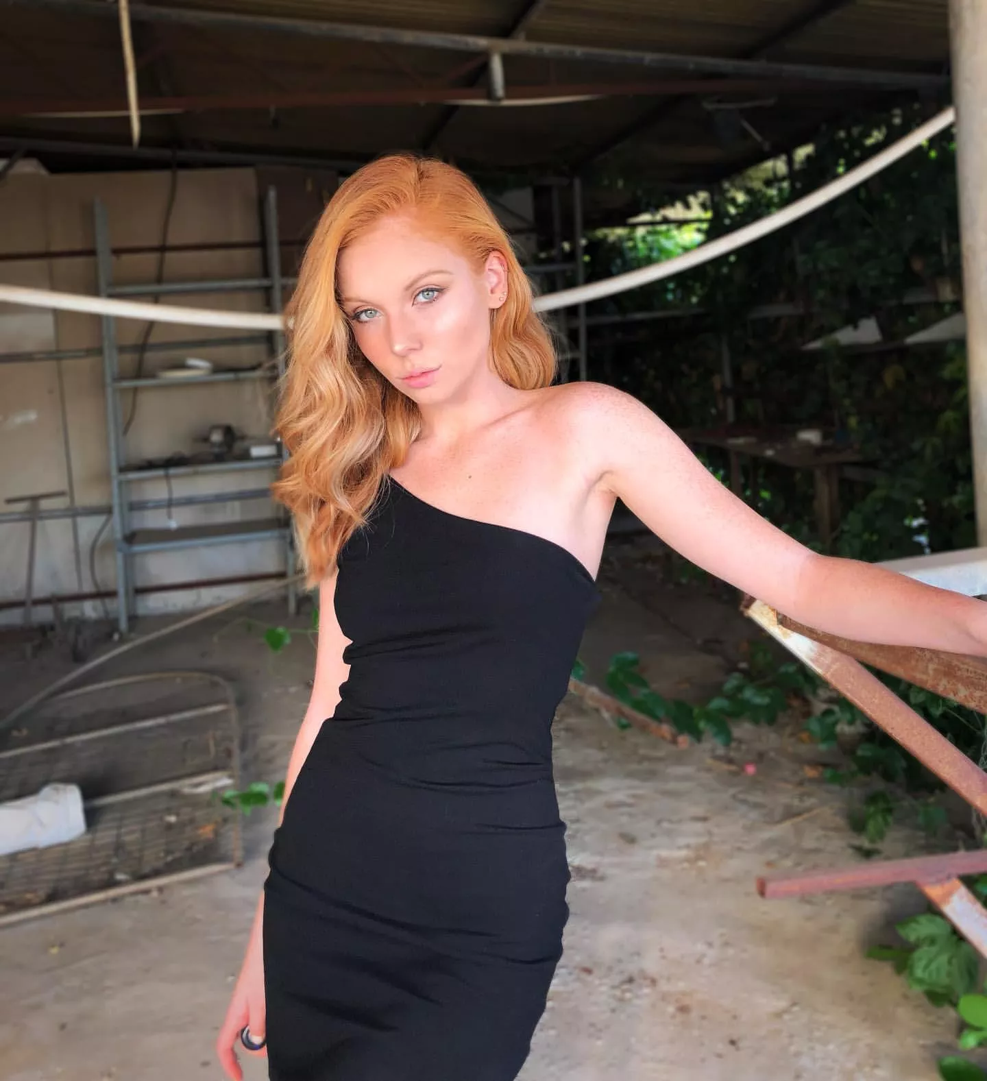 Redhead in tight black