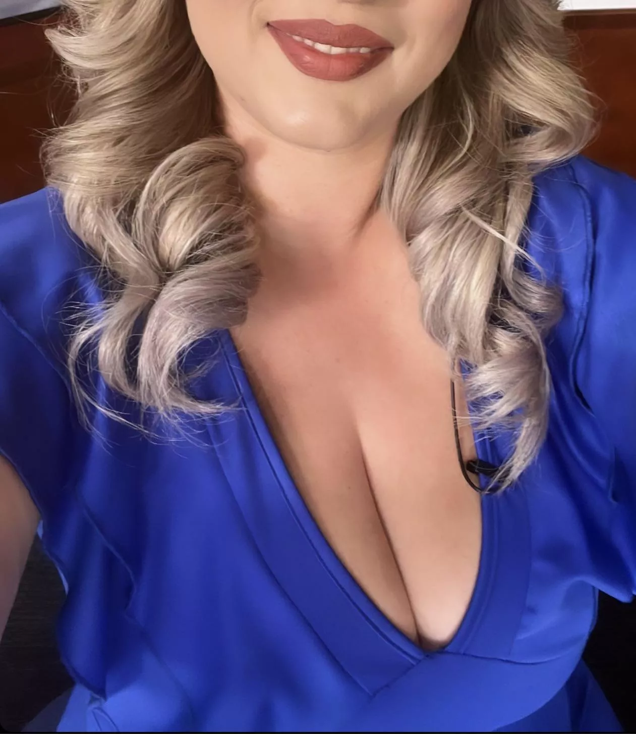 Deep cleavage on this secretary