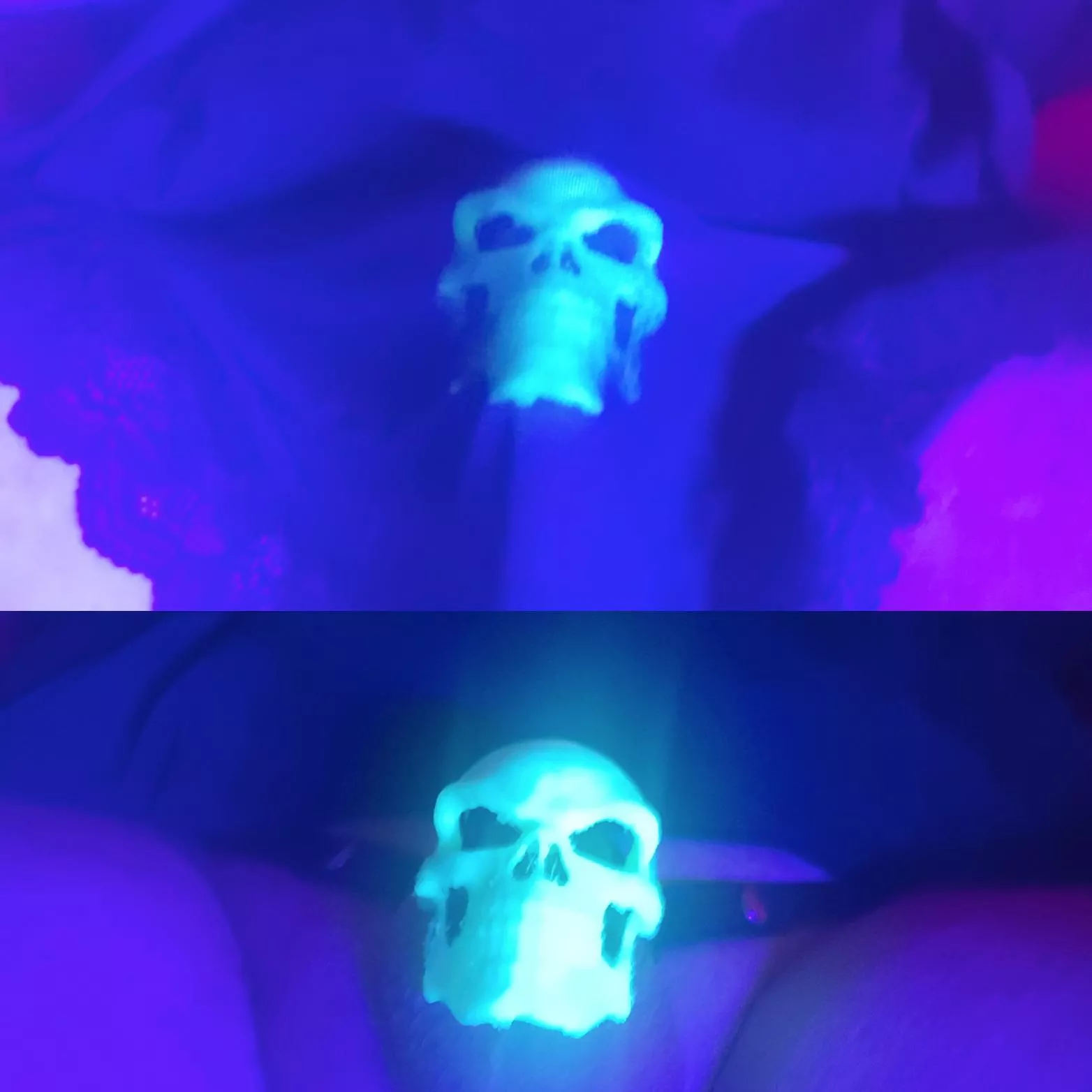 designed a skull to snap onto my cage for locktober... it glows in thr dark to be seen through my sheer skirt.