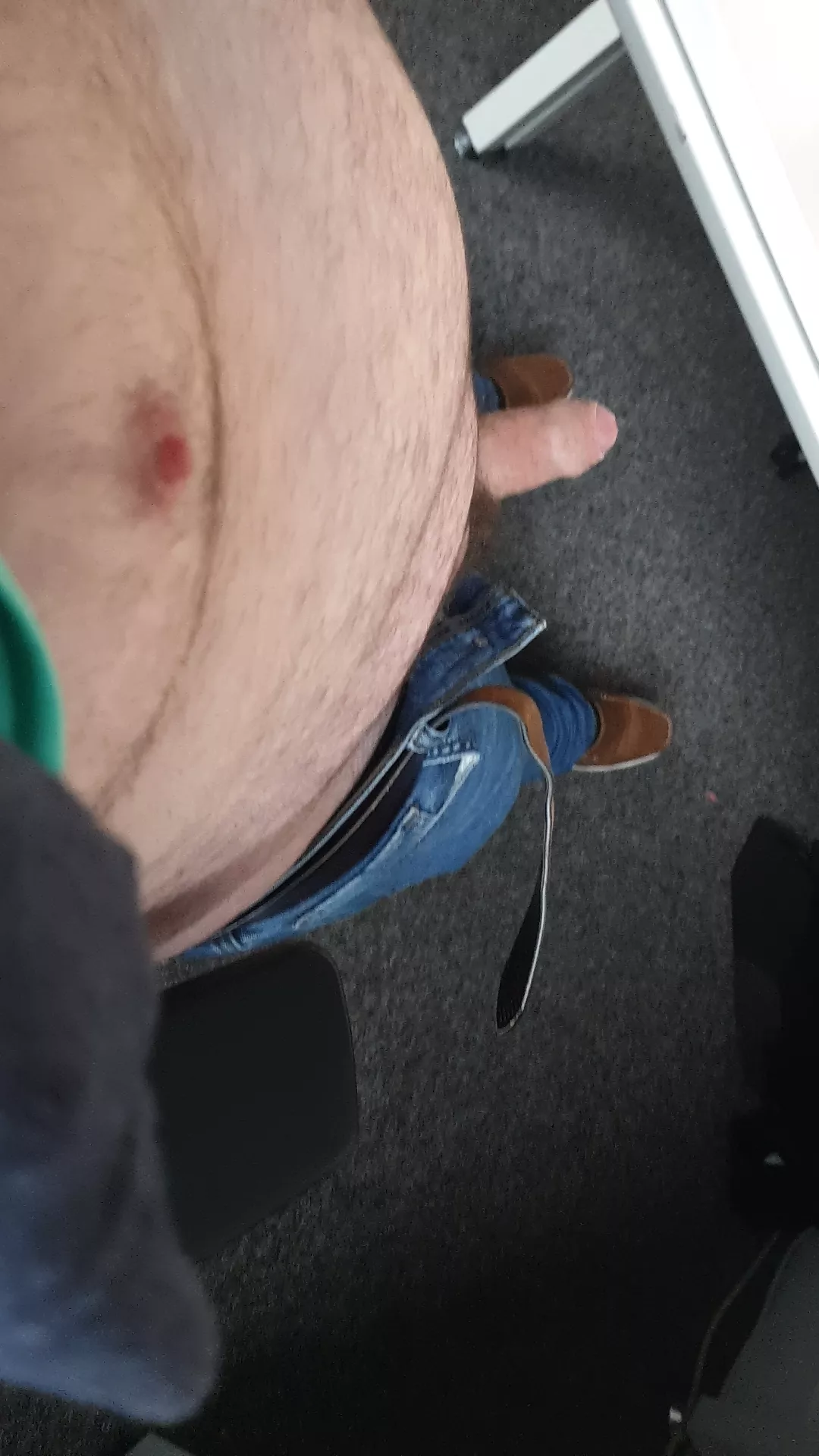 Friday, uncut, hairy office masturbation