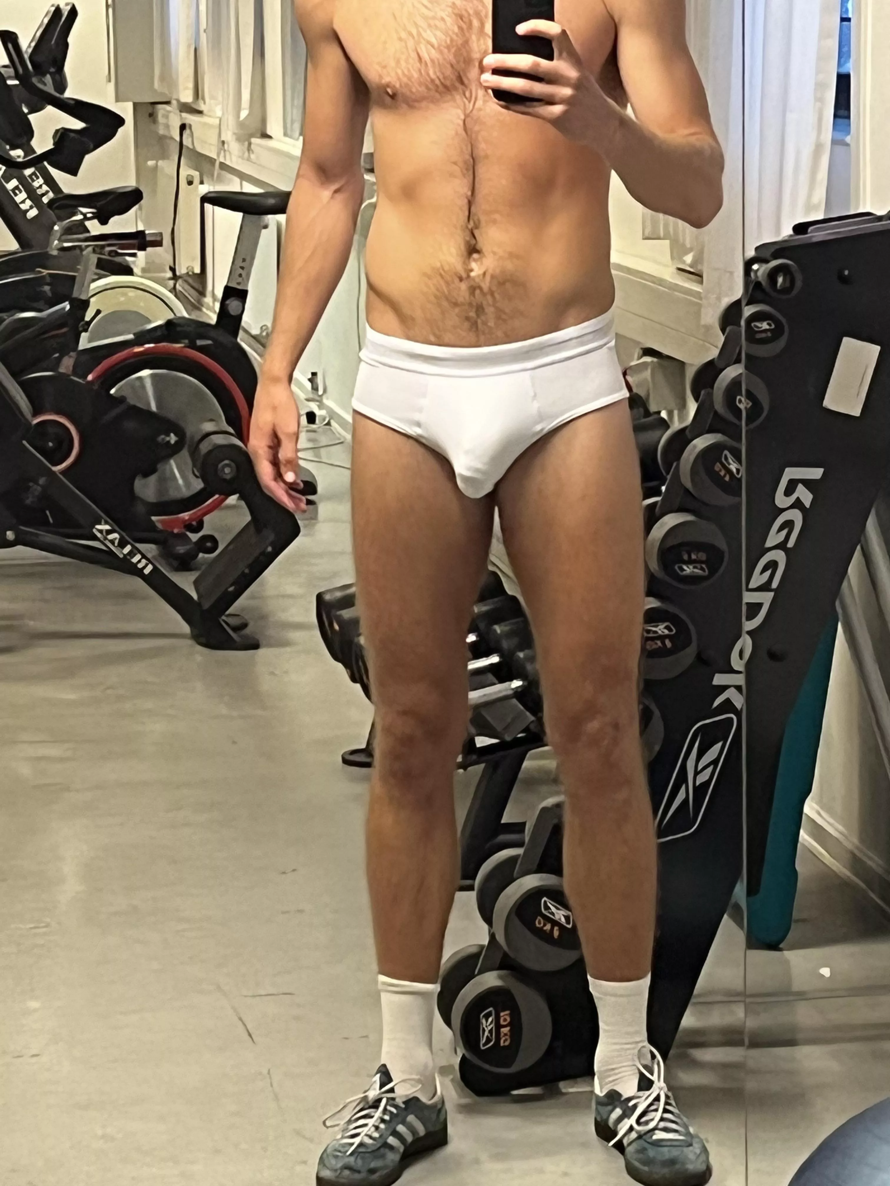 Stripped off in the gym