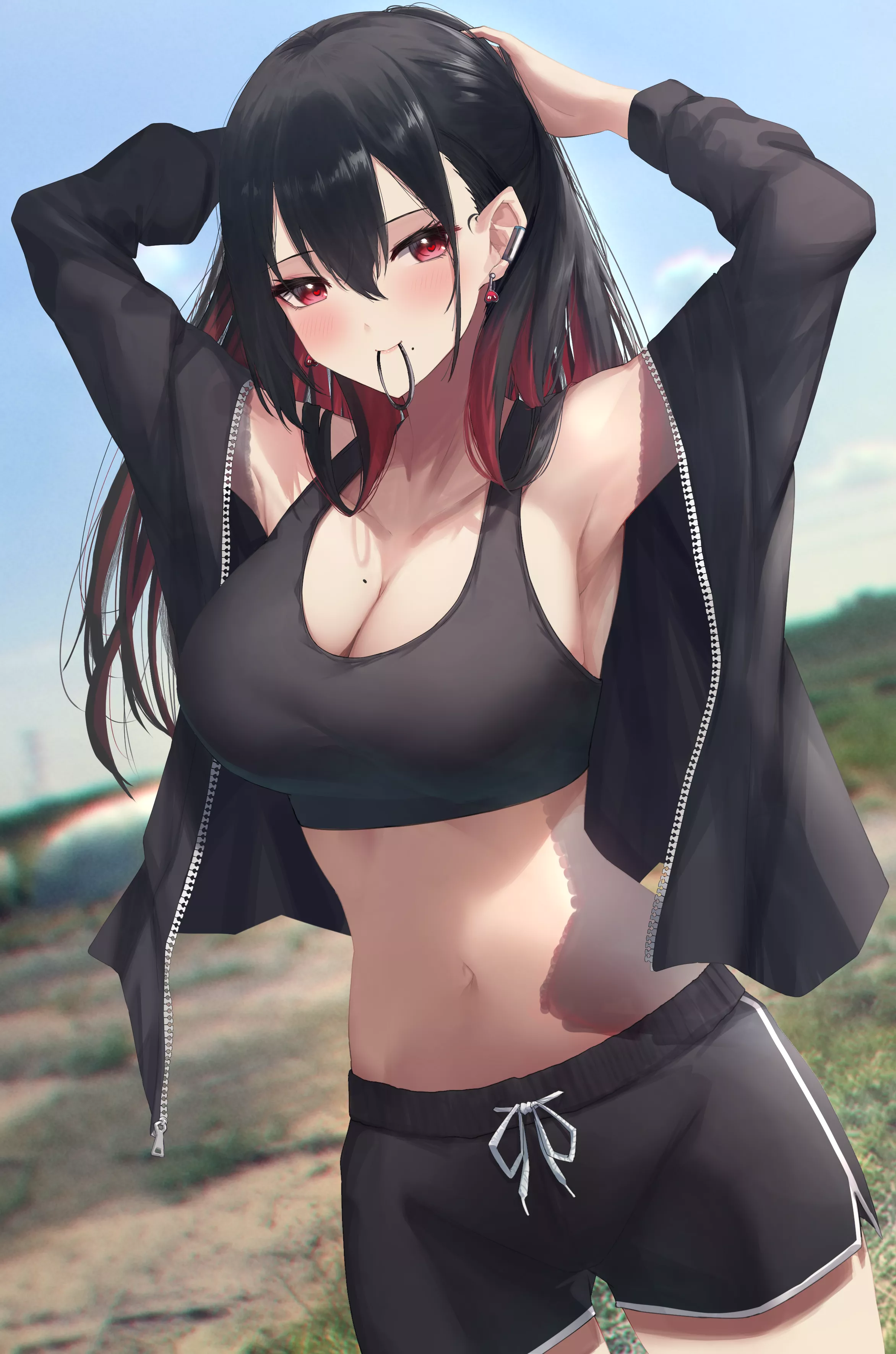 Tying her hair up in the middle of jogging (Amane Sora) [Original]