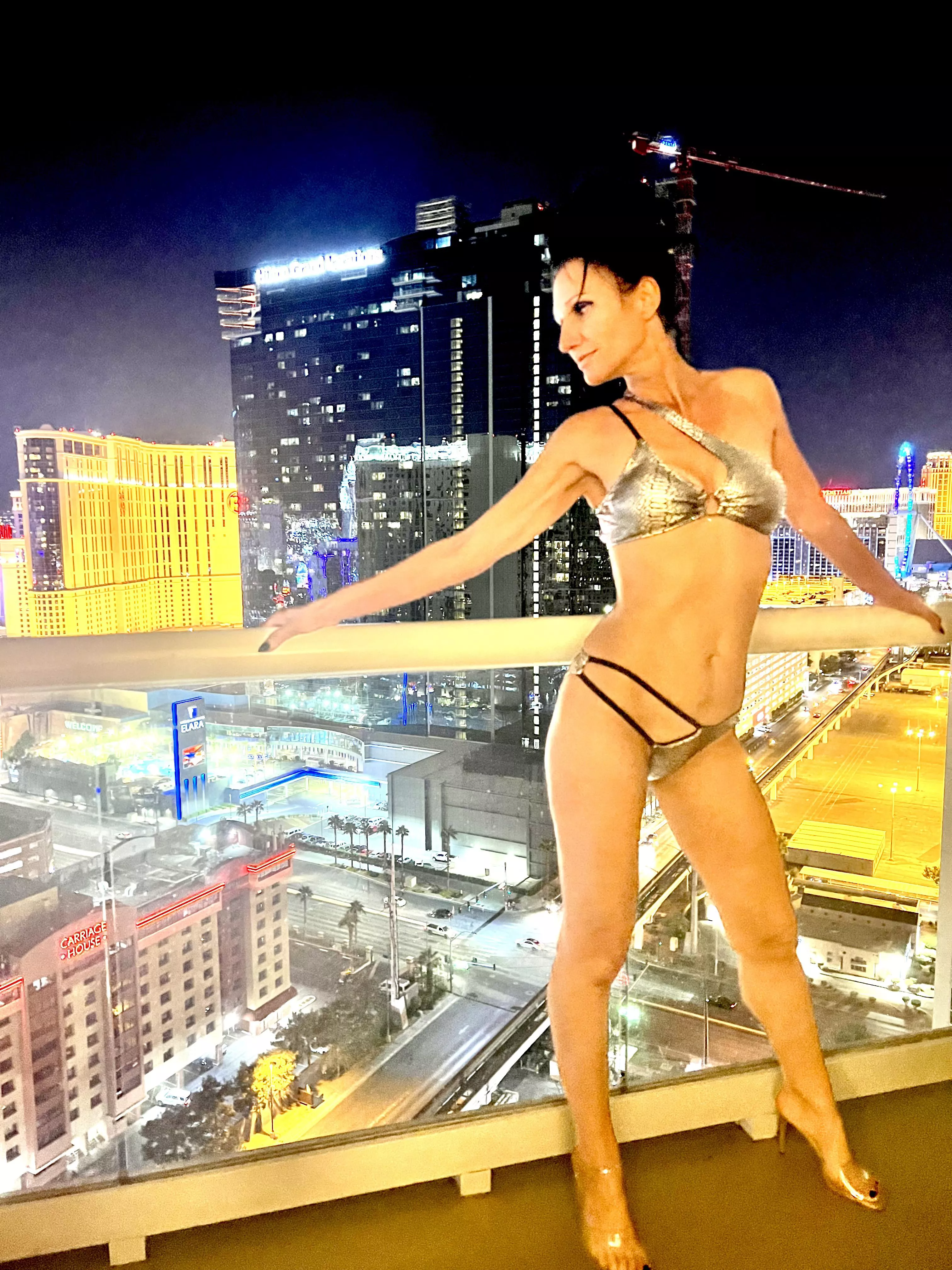 [F] Vegas at night! Hope the balcony holds up