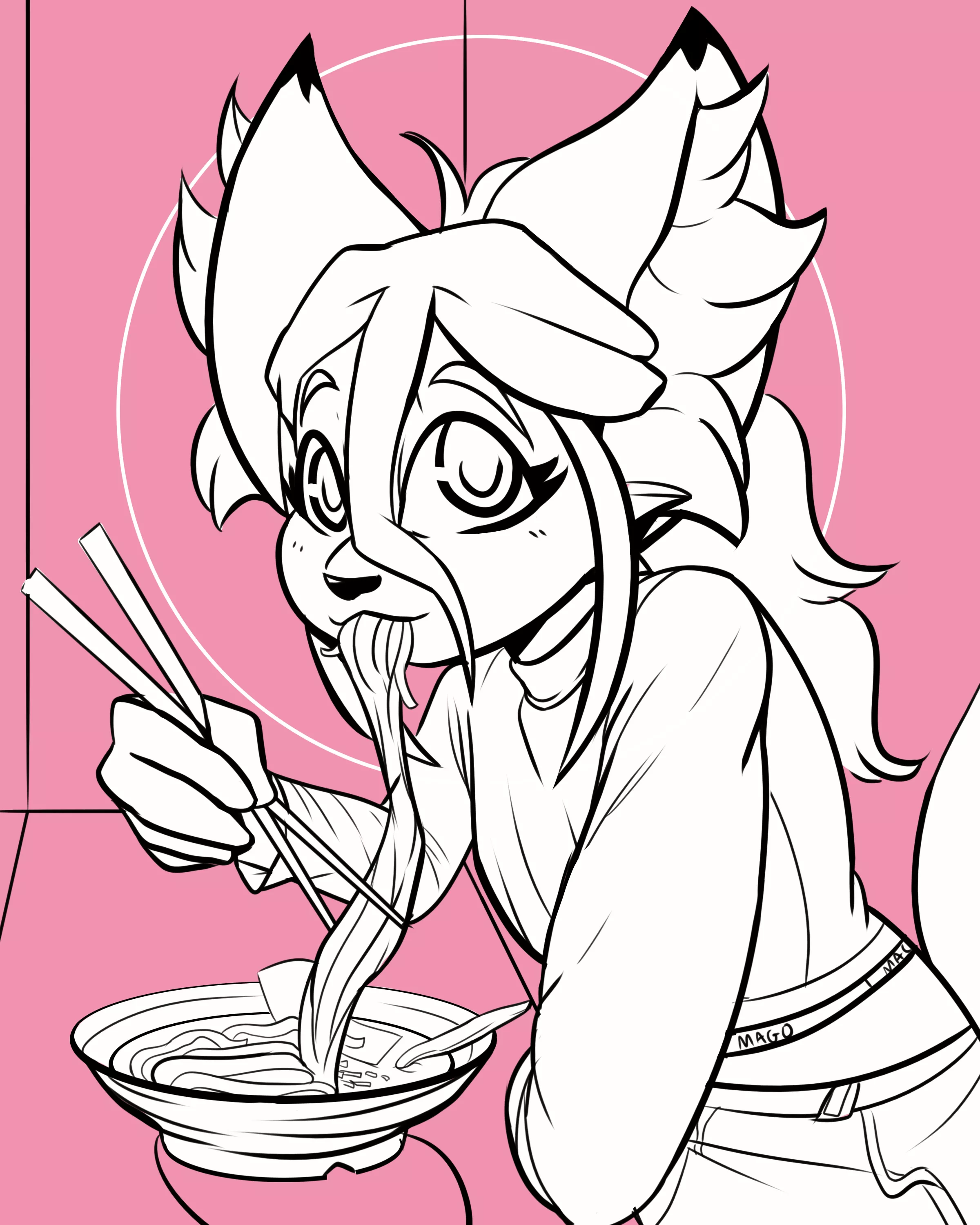 My girl Mago Sipping on some noodles