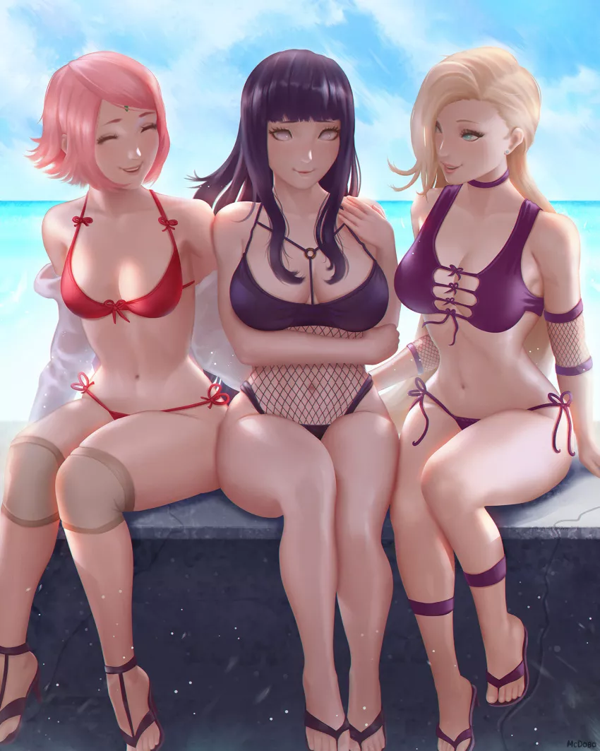 The Konoha Sluts at the Beach