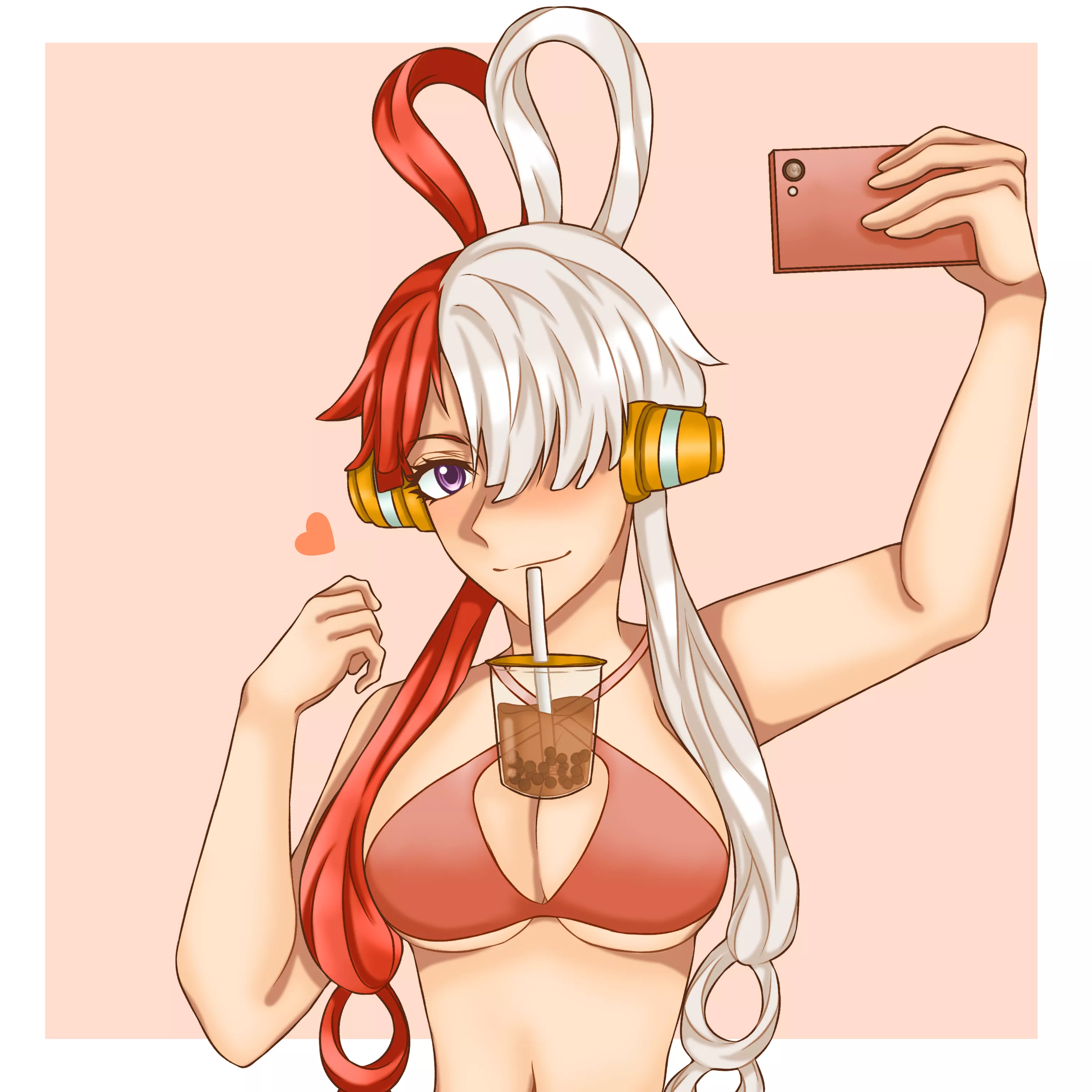 Uta doing the bubble tea challenge (nathaniasyarah) [one piece] commissioned by darkrobbe1