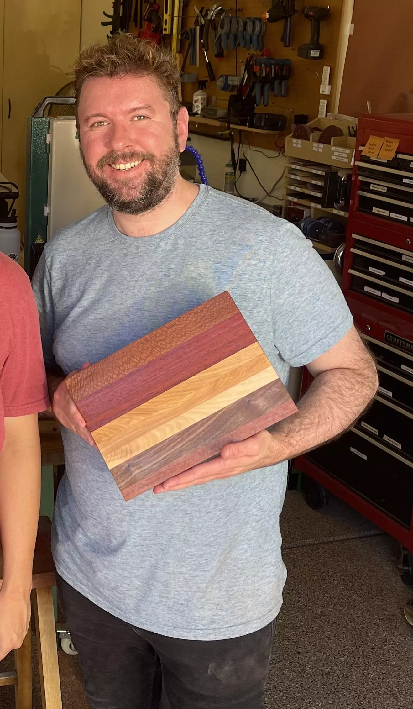 I played around with some wood this morning. Check out my handmade cutting board!