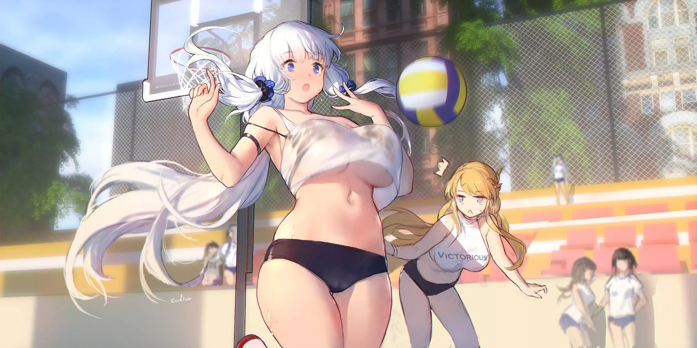 Illustrious and Victorious playing volleyball (By è¶…å‡¶ã®ç‹„ç’å¡) [Azure Lane]