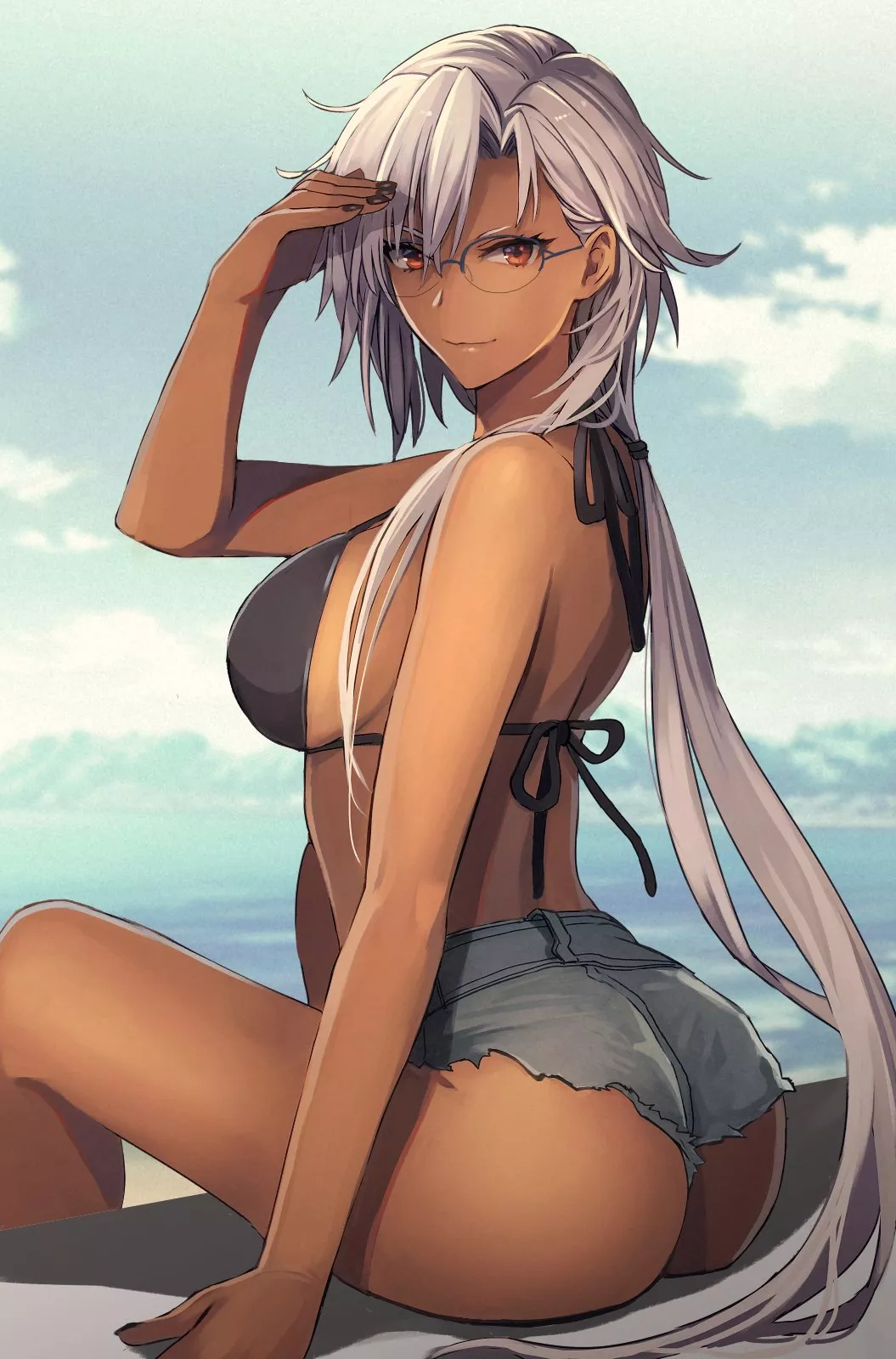 Musashi chillin' at the seaside (skchkko)[Kancolle]