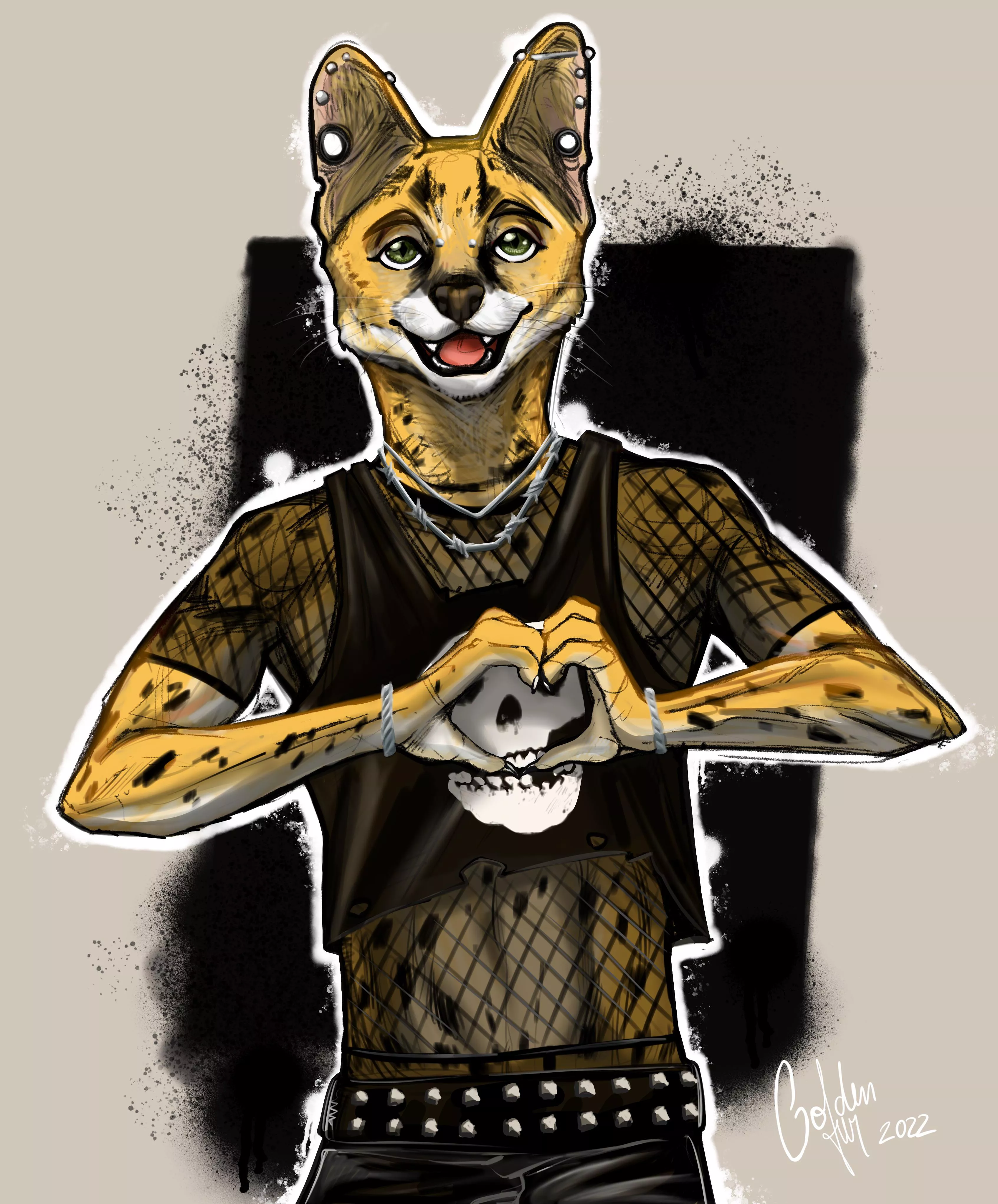 (OC) Did a lil punk serval, his nameâ€™s Viggo