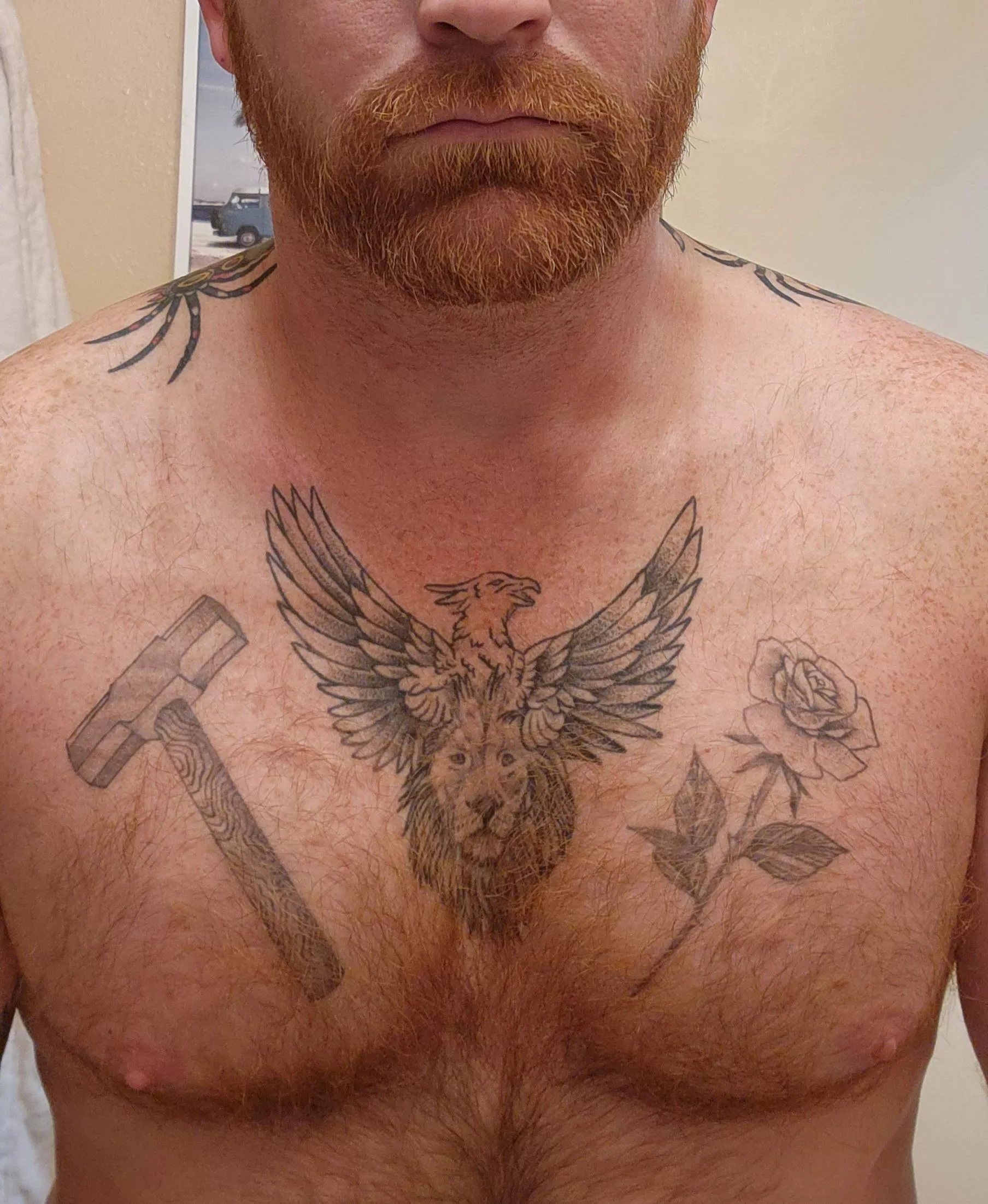 A little ginger beard and chest hair for your Monday morning.