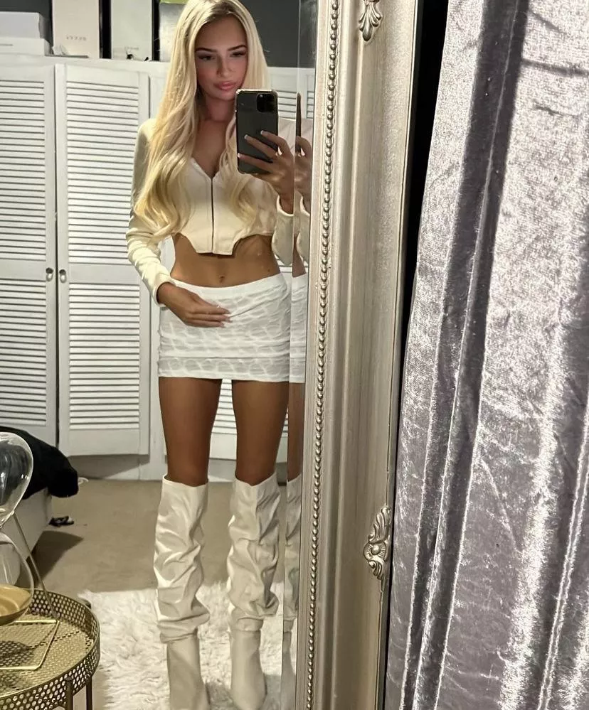 Mini skirt and boots