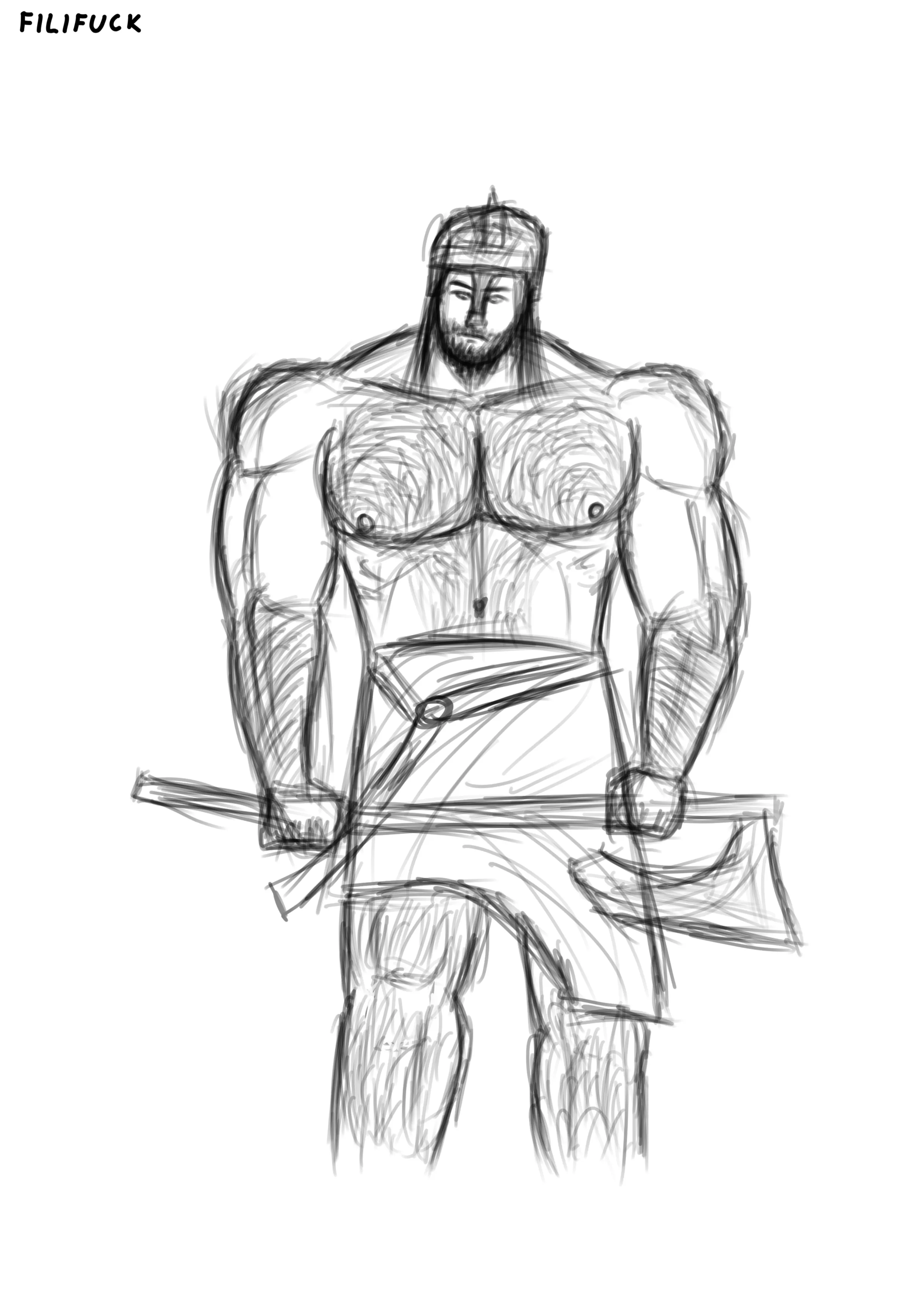 When I started drawing bara a year ago, my techniques were all wrong. Yesterday I decided to completely change the way I draw. Is this sketch of a viking bara enough?