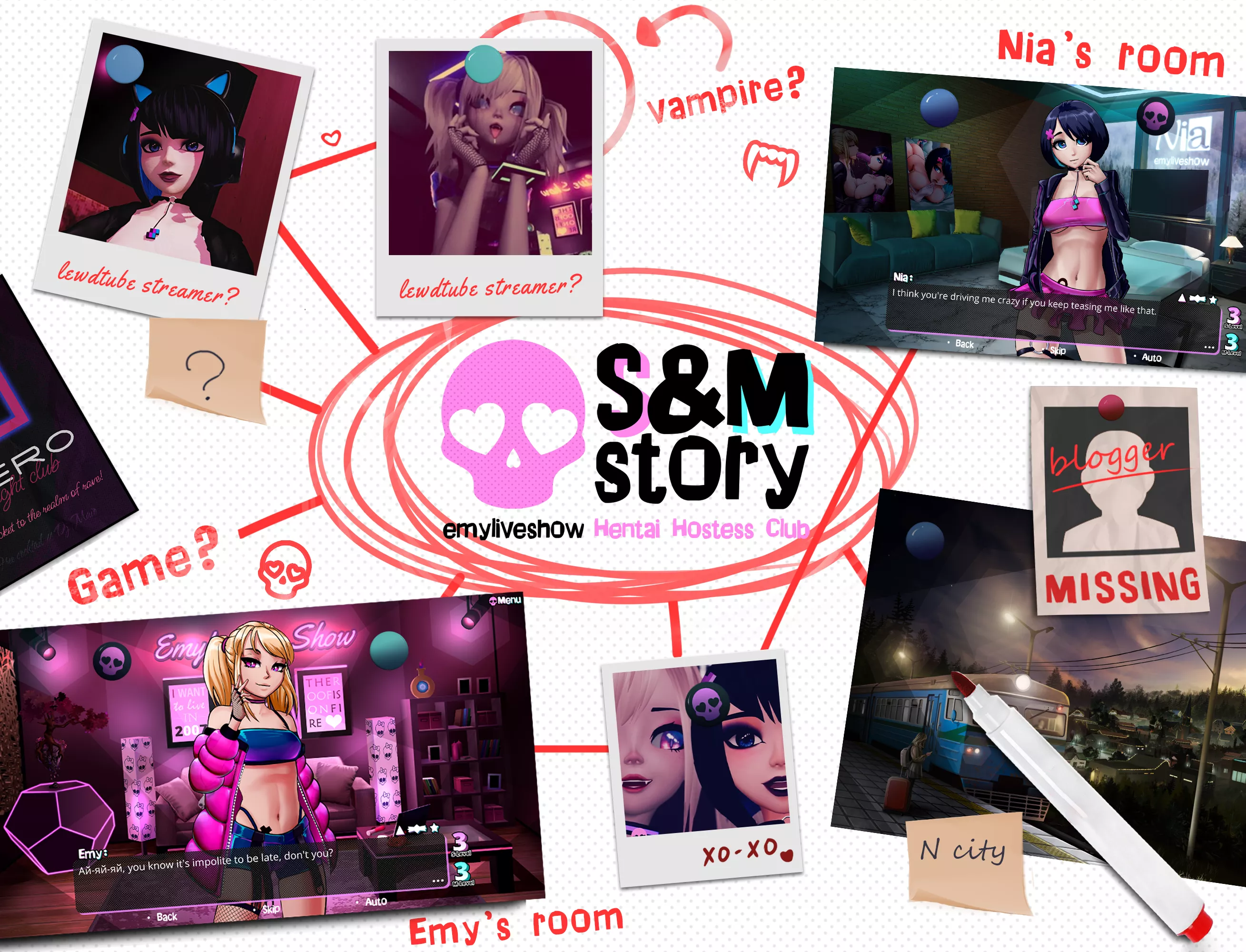 EmyLiveShow - Hentai Hostess Club's girls Emy and Nia are developing visual novell game on Steam