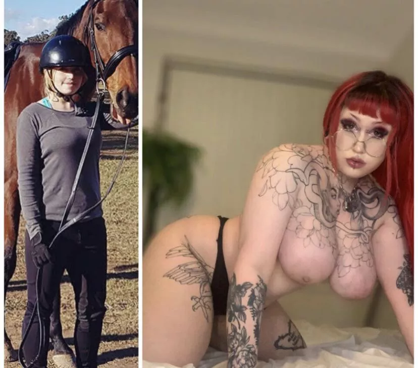 From riding horses to riding cock 2017-now - My goth bimbo succubus transformation