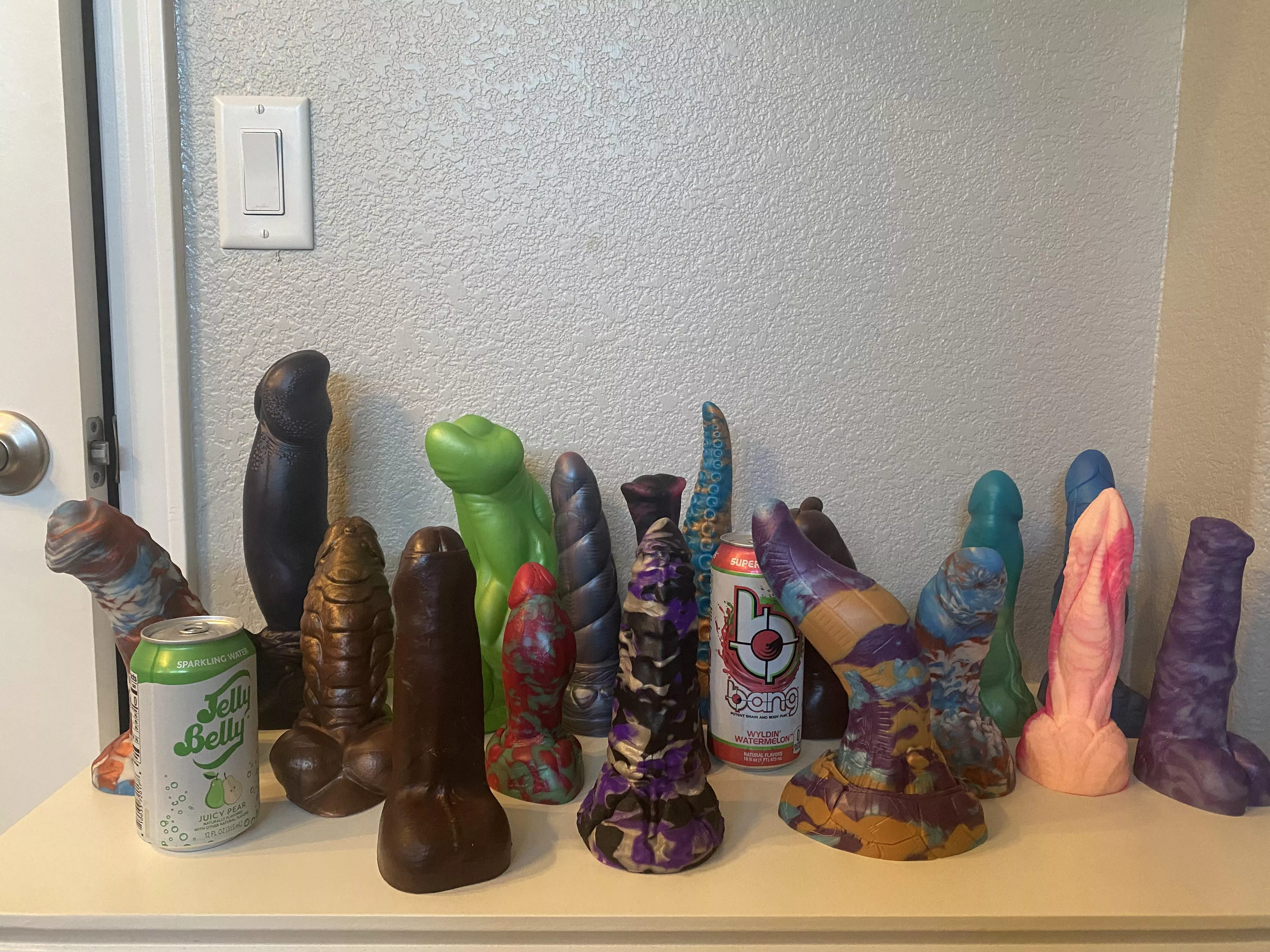 My Bad dragon collection. Cans for size comparison