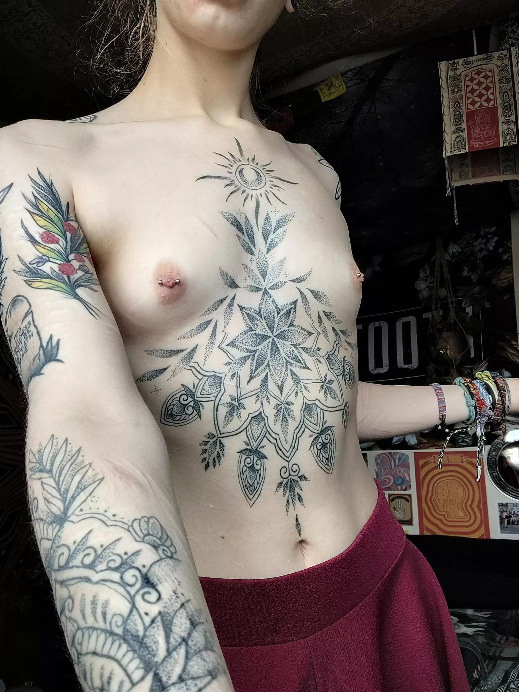 My newest tattoo frames my small tits so nicely