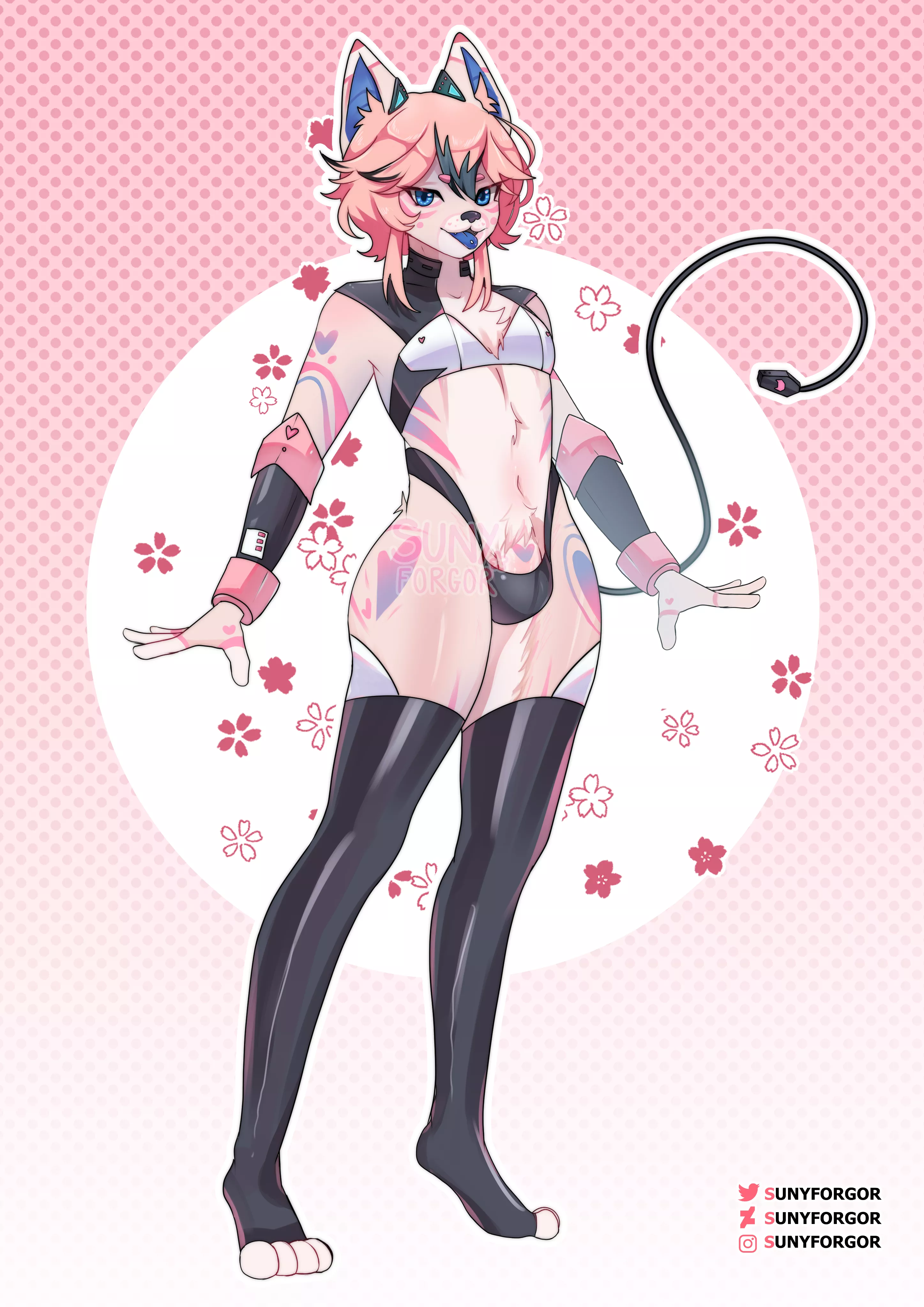 Pink femboy kitten!! (Art by me)