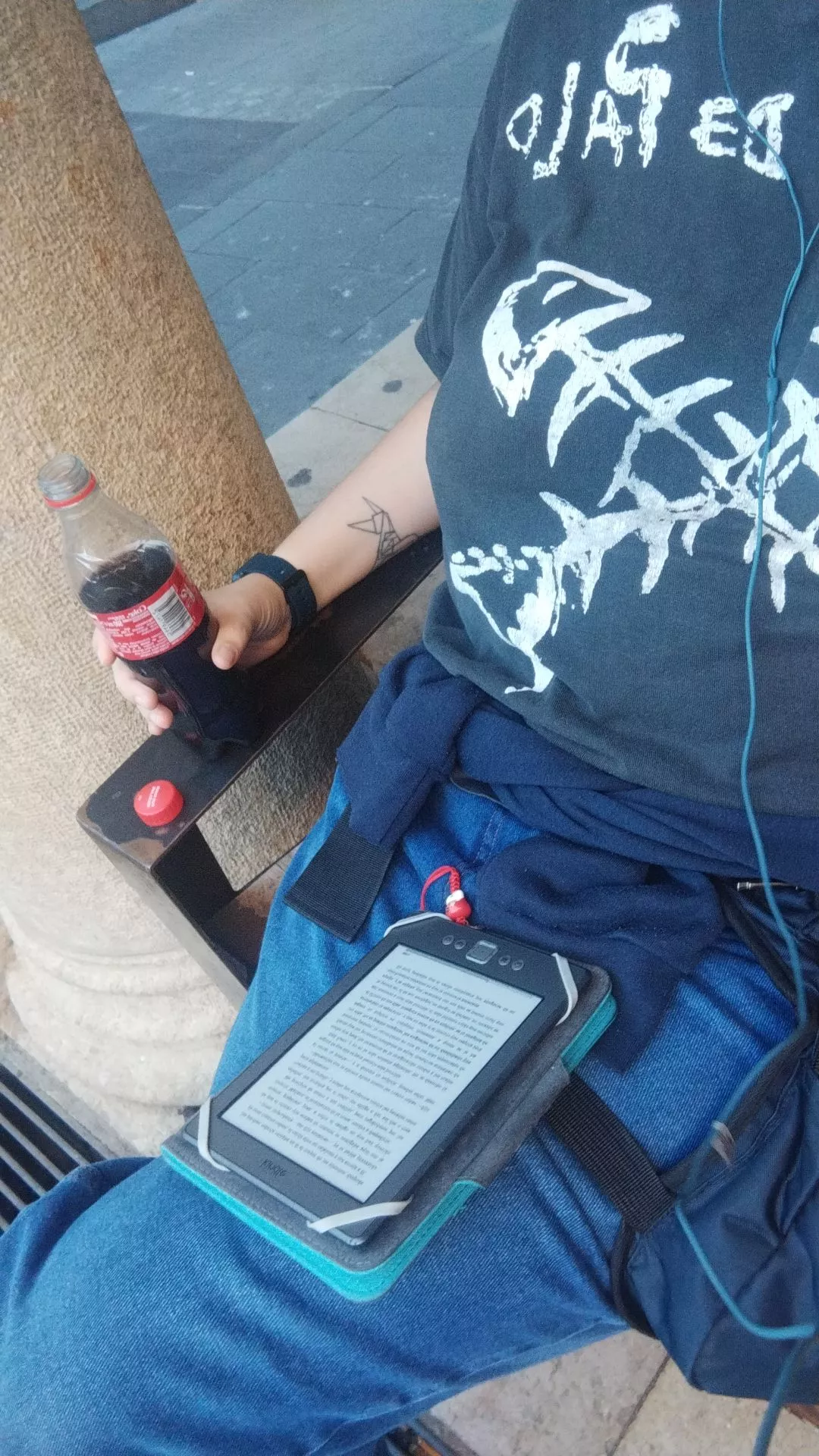 POV: You see a female reading in the street, with no bra and some Jehovah's Witnesses preaching at the side. You approach and discover that her nipple piercings are noticeable through her t-shirt and that she's reading a book written by the Marquis de 