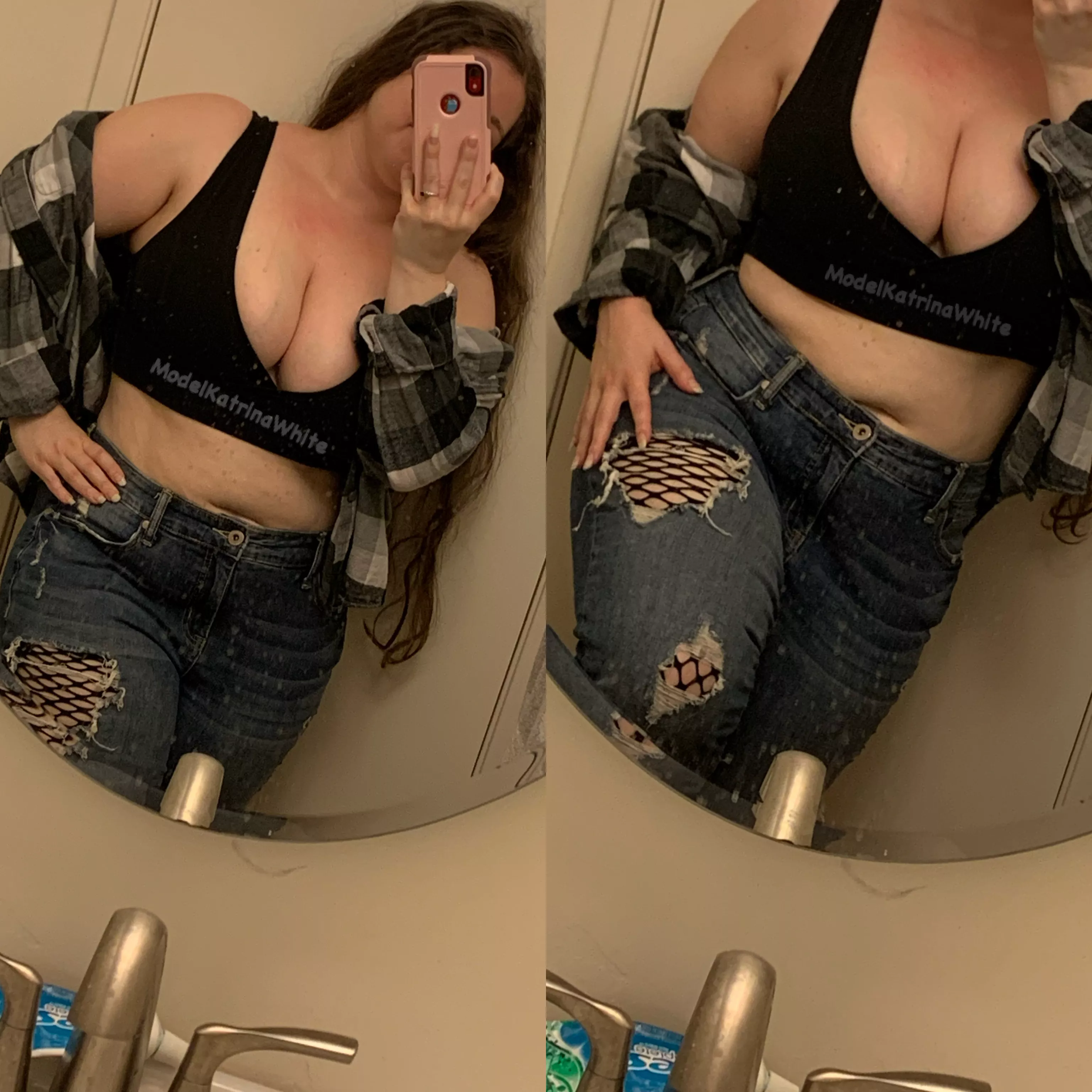 Ripped jeans, fishnets, and a terribly dirty mirror - 2 out of the three make me feel super sexy!