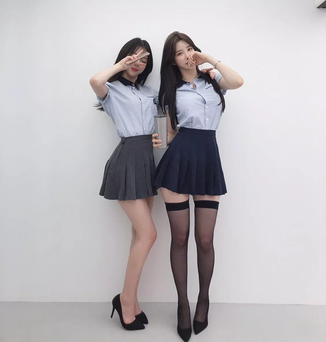 Skirts, thigh highs and heels