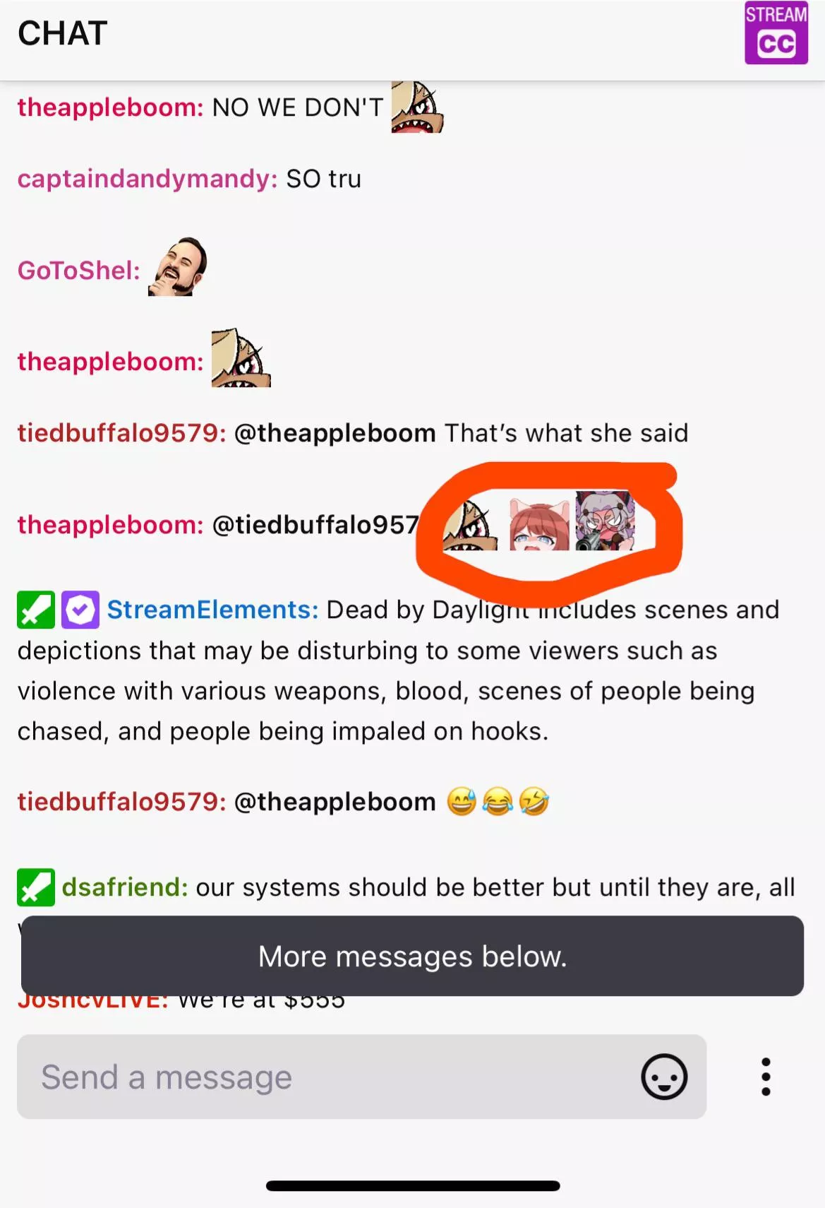 Can someone help me understand what these emotes circled in red are and how I can get them myself?