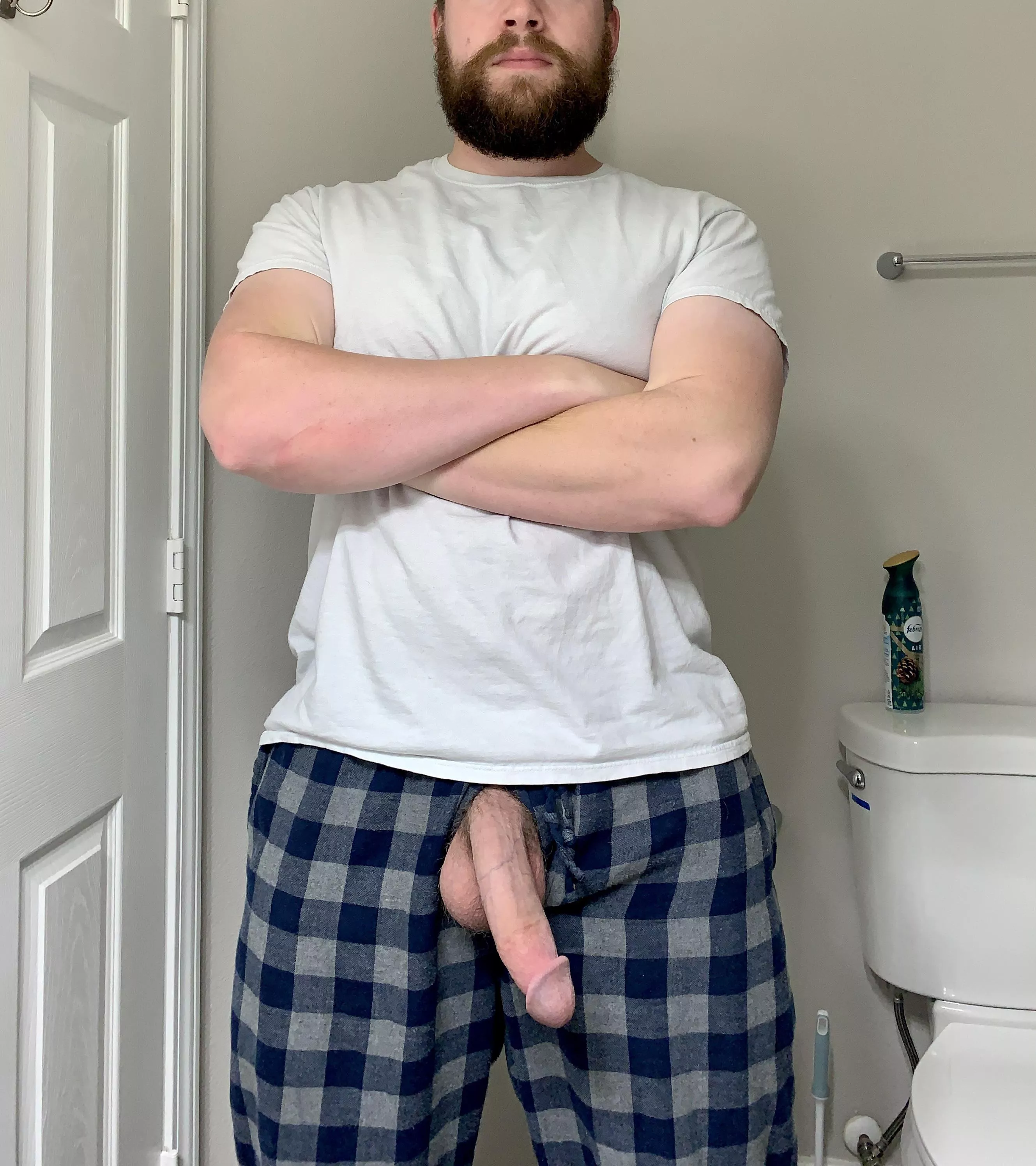 Everyone thinks I like wearing these pajama pants because they are comfy, but really itâ€™s because I can take my cock out with ease.