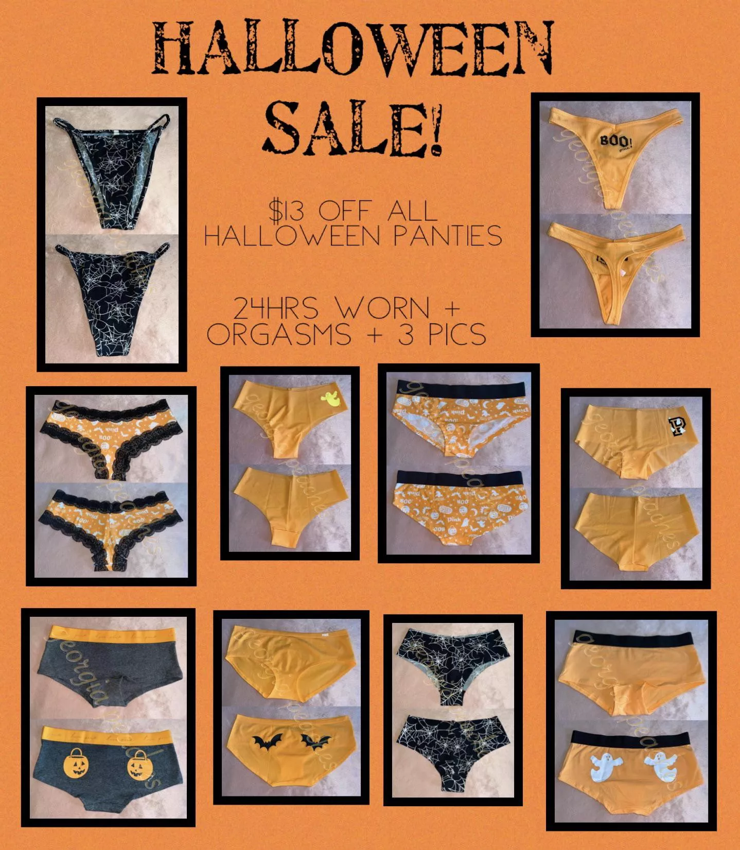 ðŸ§¡ðŸ–¤ NOTHING SPOOKY ABOUT THIS SALEðŸ–¤ðŸ§¡ order any of my halloween themed panties & get $13 off ðŸŽƒ 24hr wear or more ðŸŽƒ orgasms ðŸŽƒ 3 pics ðŸŽƒ fetish friendly add ons available ðŸŽƒ [US] shipping/tracking info [PTY] [SELLING] message me 