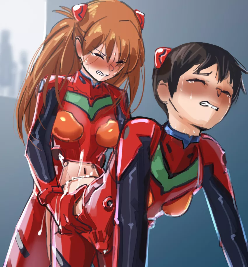 This is canon: Asuka claims Shinji (credit: raitaroo) [Neon Genesis Evangelion]