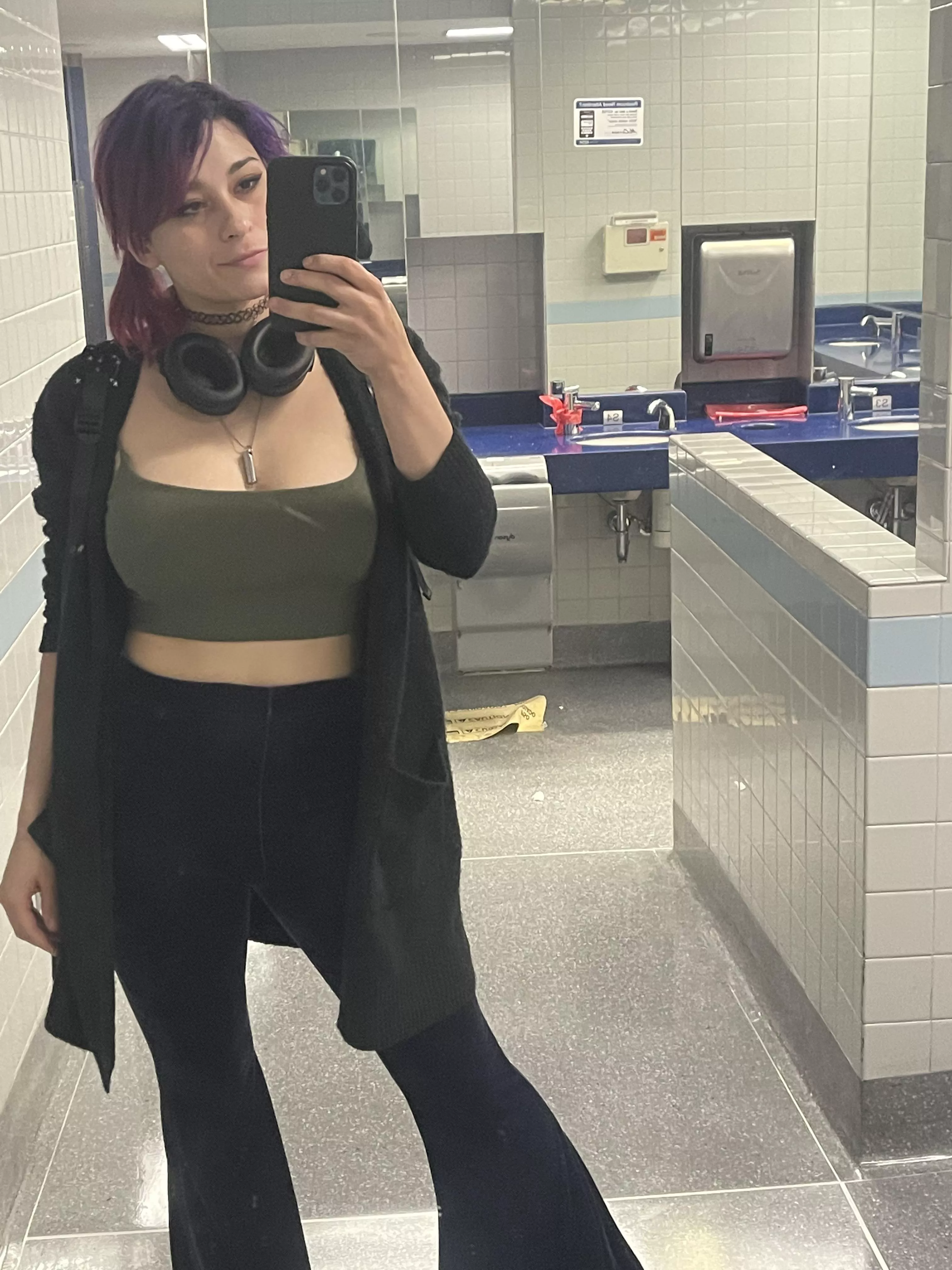 Braless at the airport