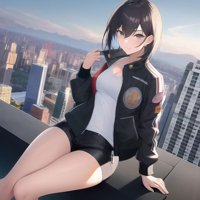 Tomboy on the roof [AI-generated, StableDiffusion/NovelAI]