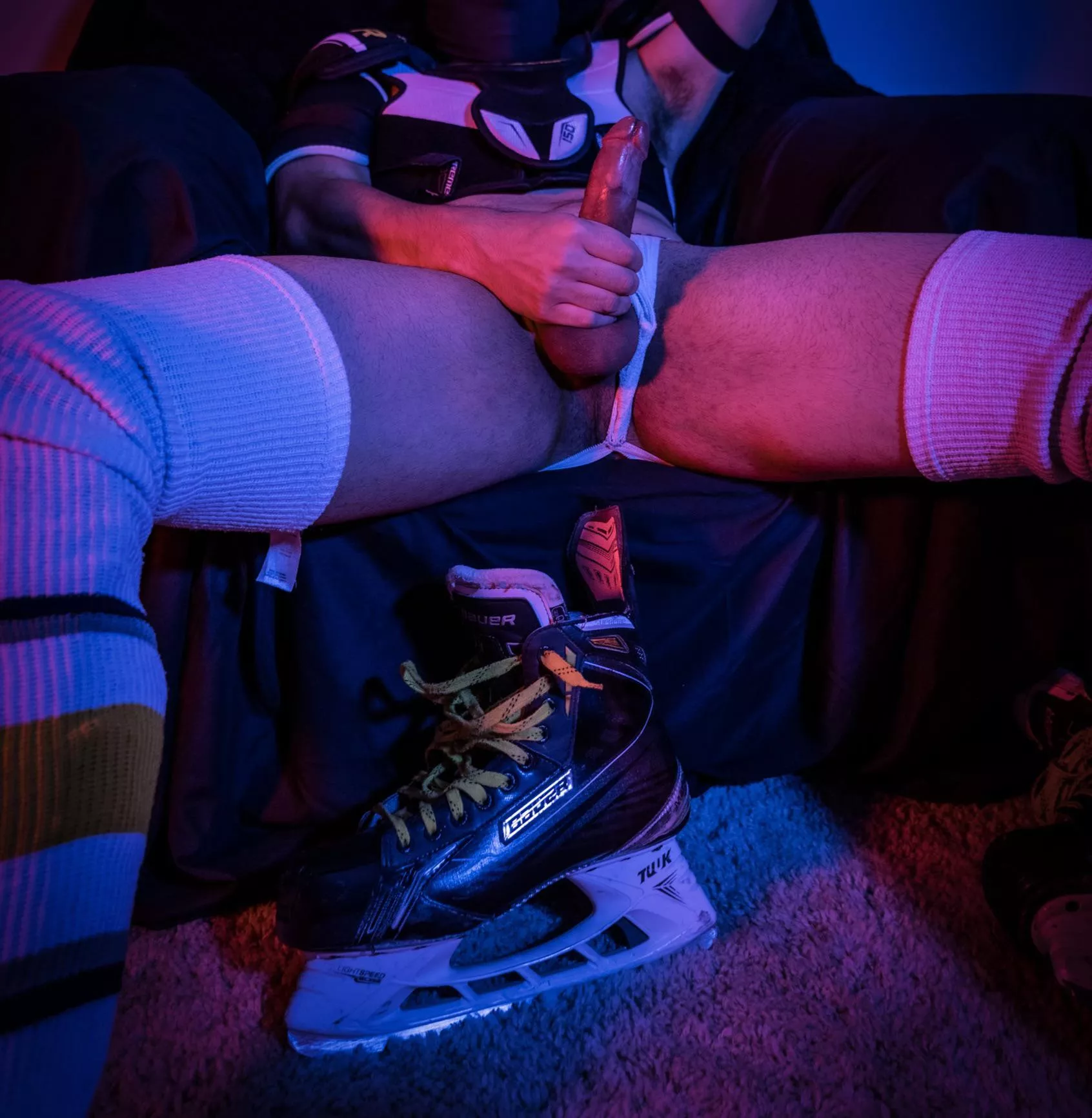 Who wants to sit on my sweaty hockey cock?