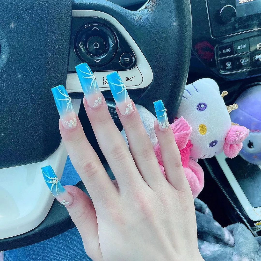 cute blue ombre French