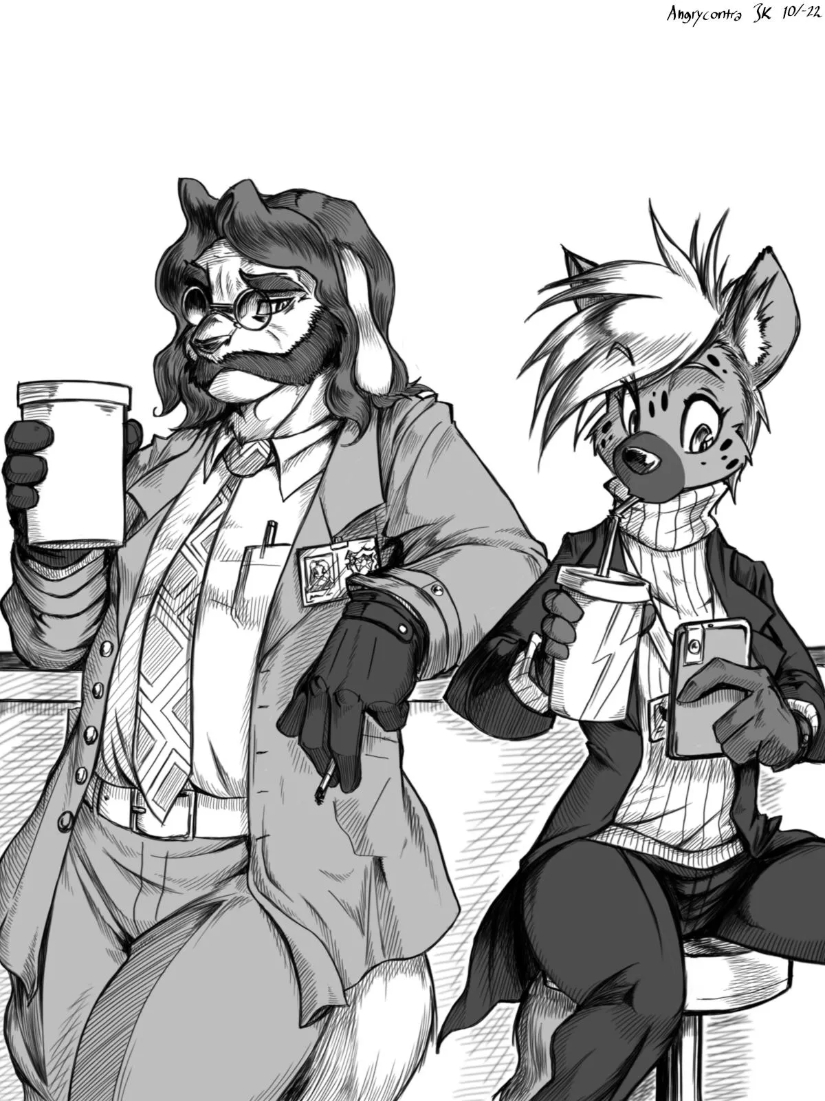 Detective and rookie on a break (art by me)