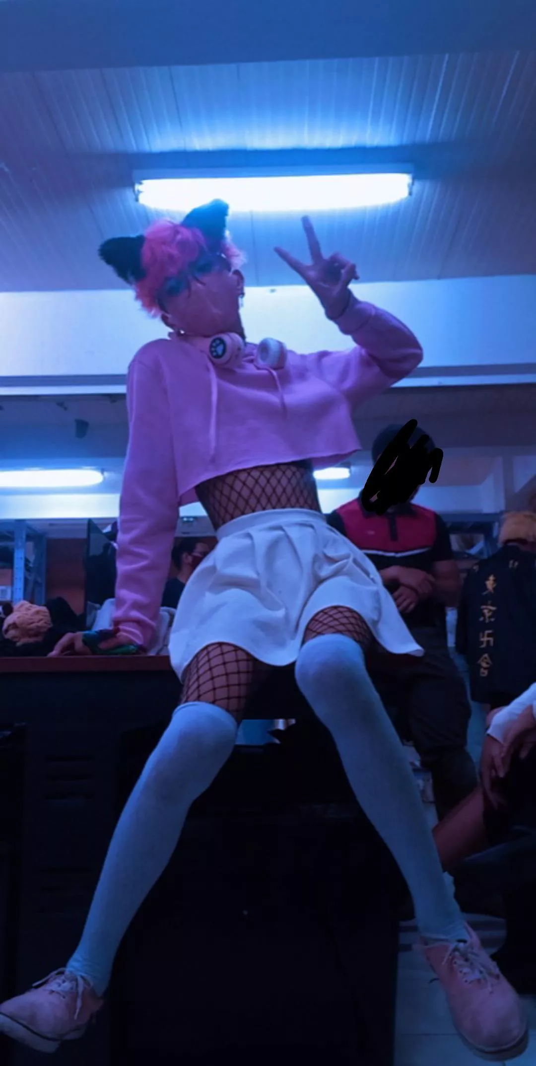 dressed up as an e-girl for school cosplay