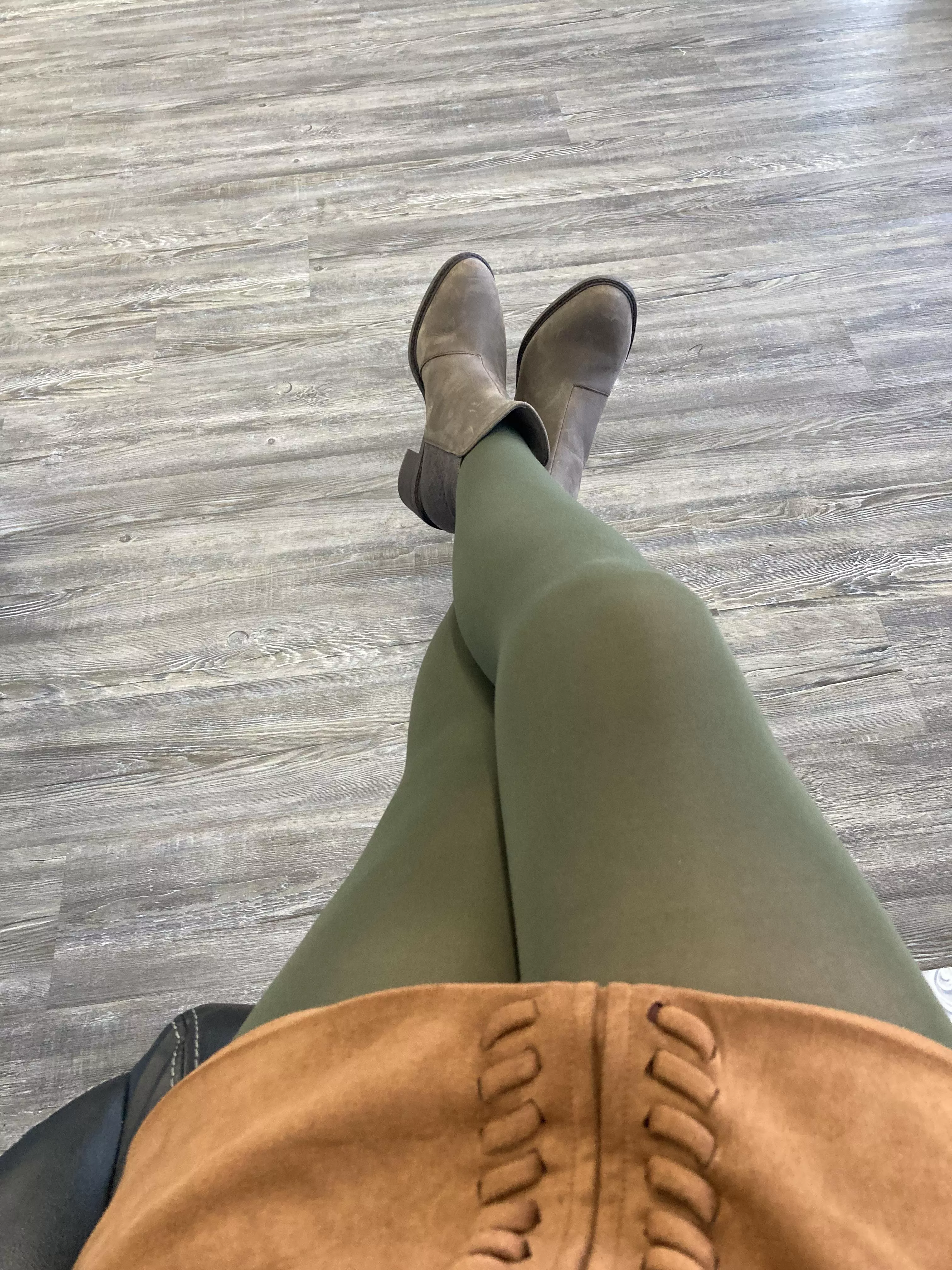 Olive green tights…