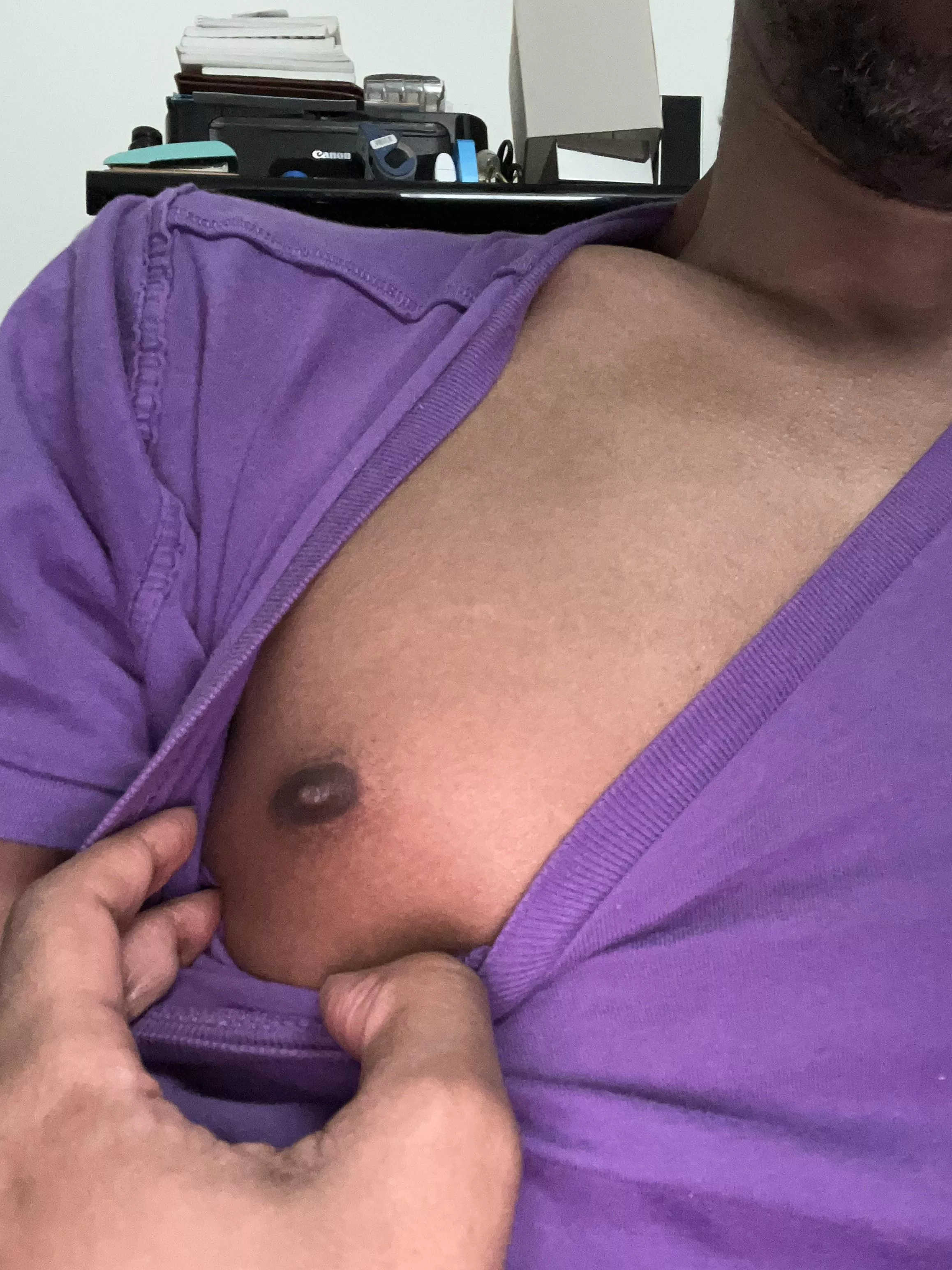 Would you squeeze and suck my nipple?ðŸ˜